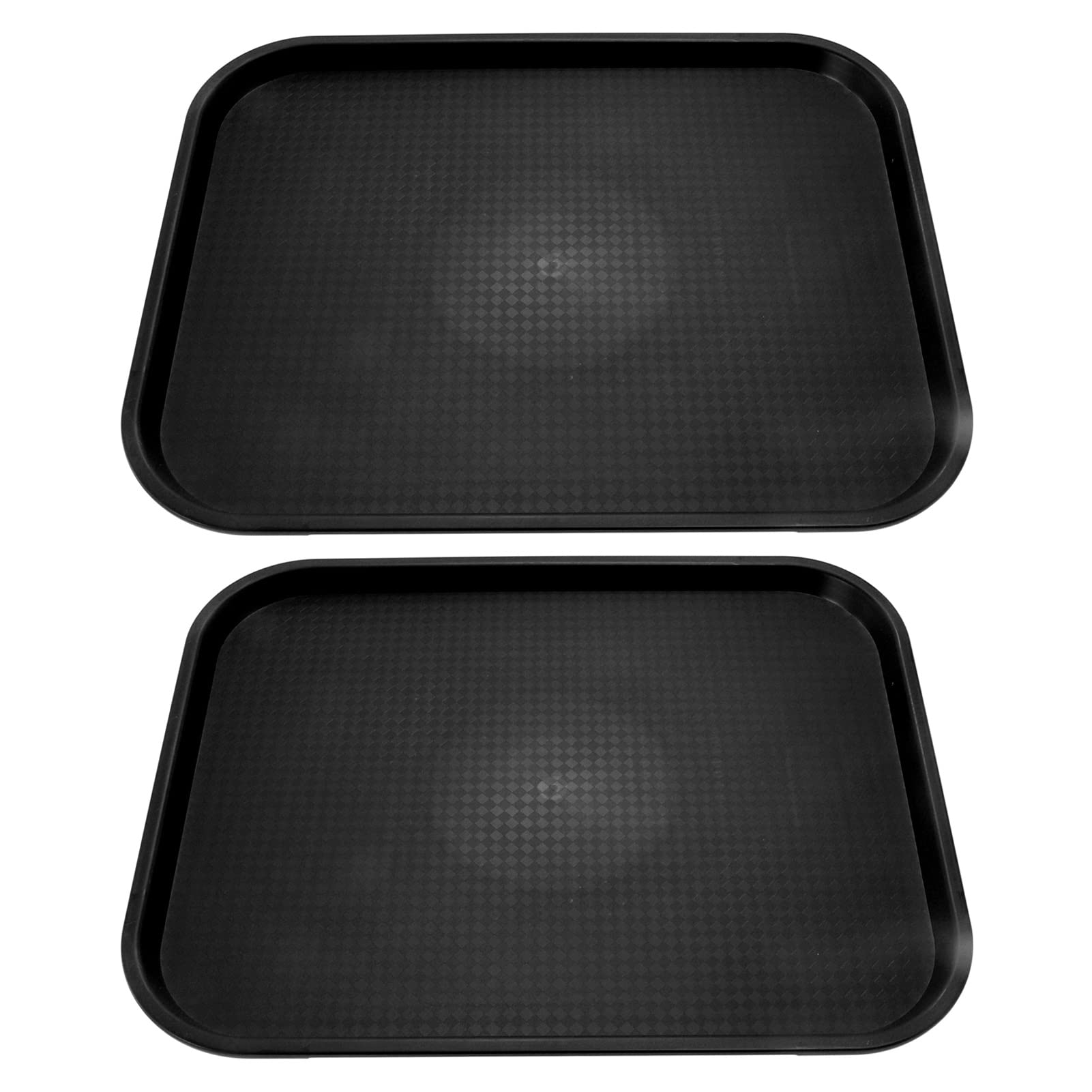Shanrya Black PP Food Service Tray with Non-Slip Surface - Durable Fast Food Tray for Restaurants, Cafeterias, and Catering - Ideal for Serving Meals, Snacks, and Drinks
