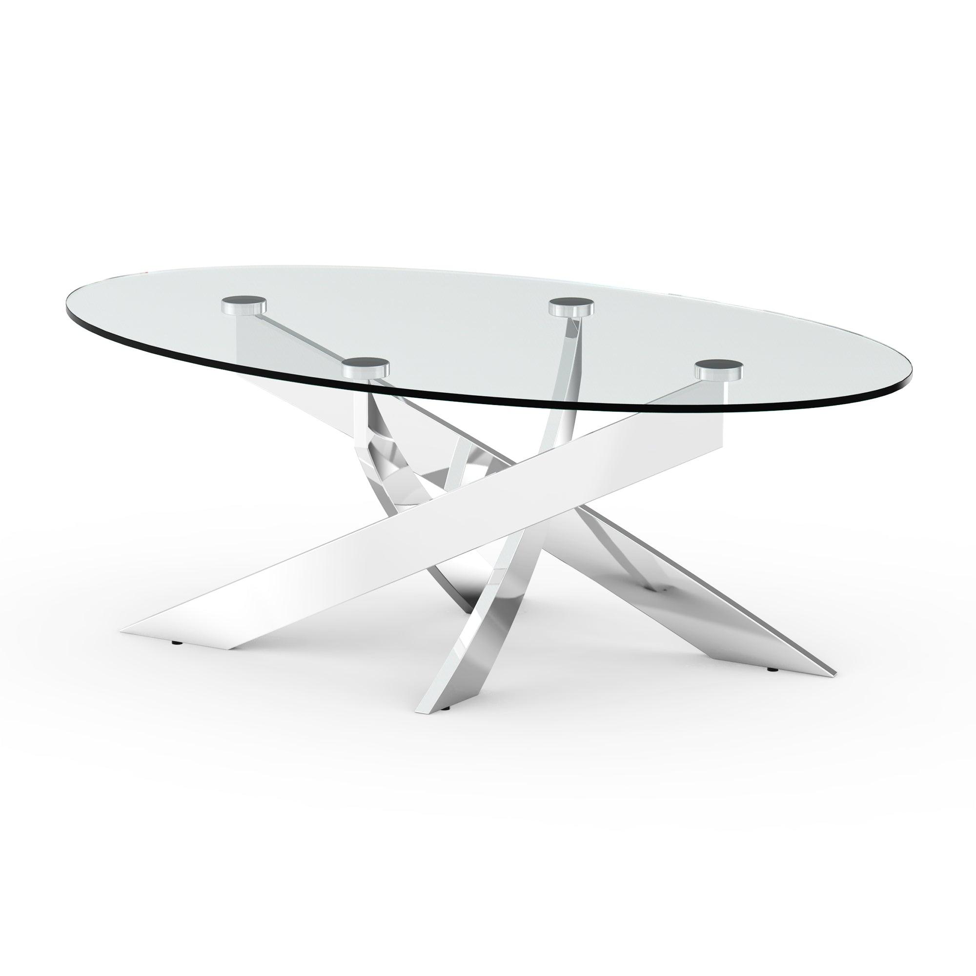 17-Inch Modern Glass Coffee Table for Living Room & Bedroom - Stylish Centerpiece for Small Spaces & Home Decor