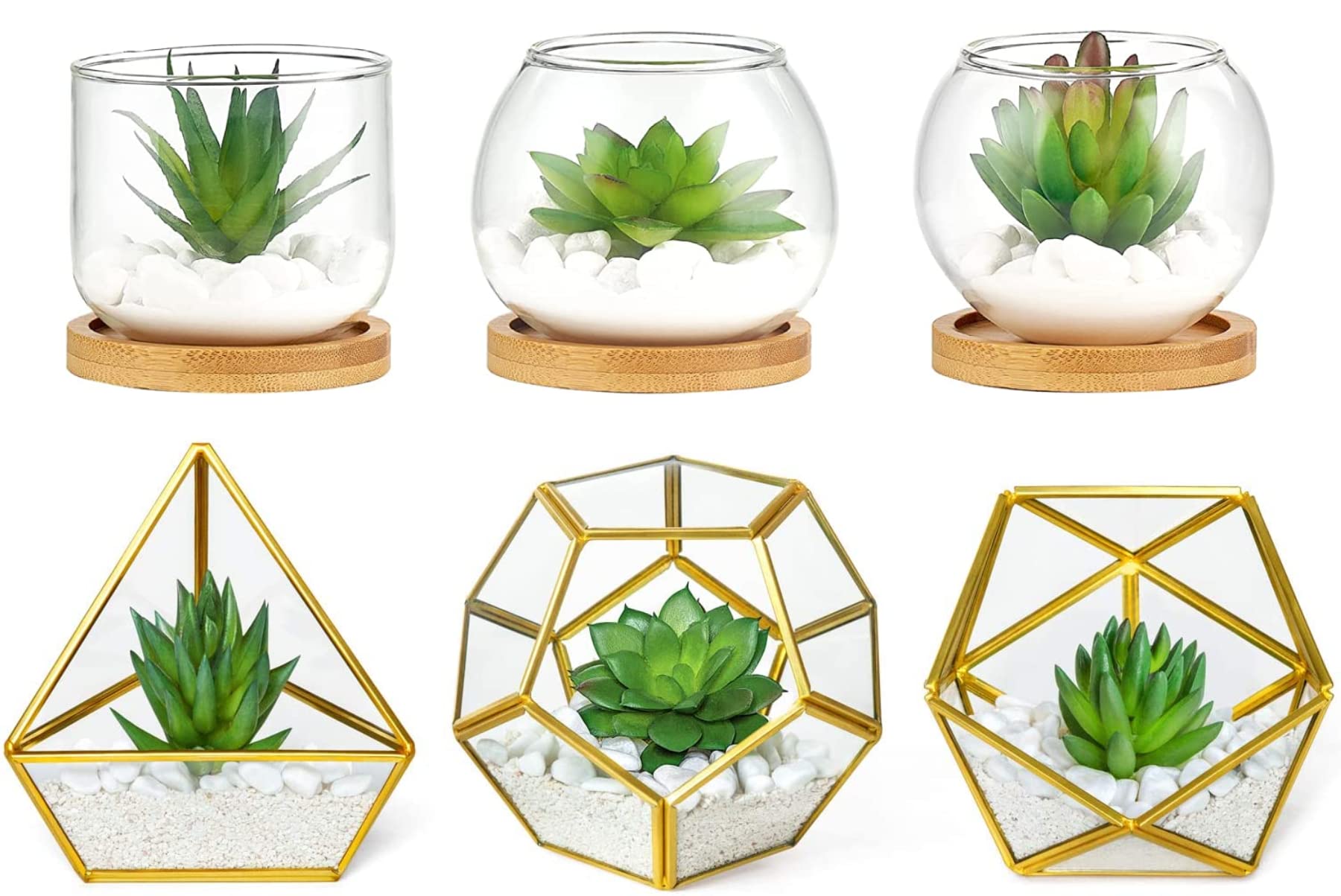 Mkono Artificial Succulent Potted Plant - Mini Fake Succulents for Desk Decor, Office, Bookshelf & Bathroom - Low Maintenance Home Decor Gift for Women & Plant Lovers - Perfect for Housewarming, Wedding & Birthday Presents