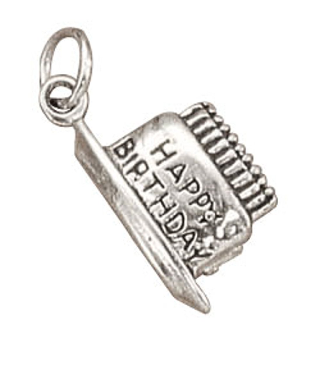 Sterling Silver 2D Birthday Cake Charm Bead for Bracelet Making - Perfect for DIY Jewelry, Birthday Gifts & Charm Bracelet Accessories (Great for Parties, Celebrations & Personalization)
