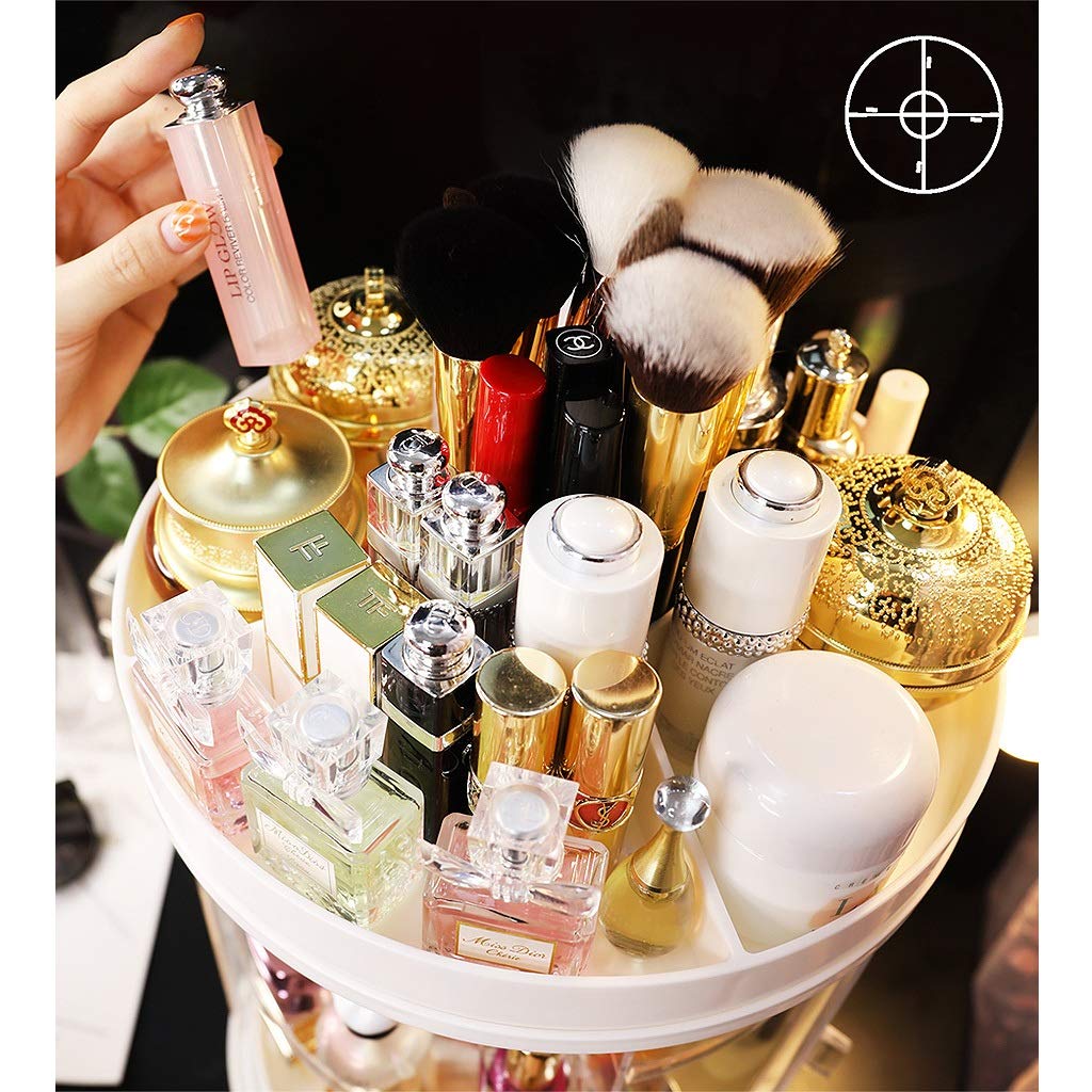 360° Rotating Acrylic Makeup Organizer Turntable - Clear Dust-Proof Cosmetic Storage Rack for Lipstick, Skincare & Beauty Products | Perfect for Vanity, Bathroom Countertop & Dressing Table Organization