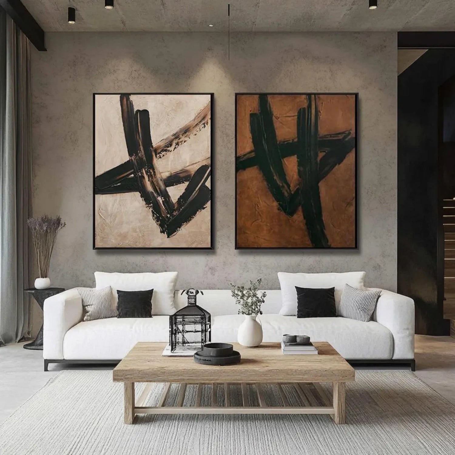Abstract Tranquility Set of 2 Wall Art Paintings - Modern Canvas Prints for Living Room, Bedroom & Office Decor #WS302