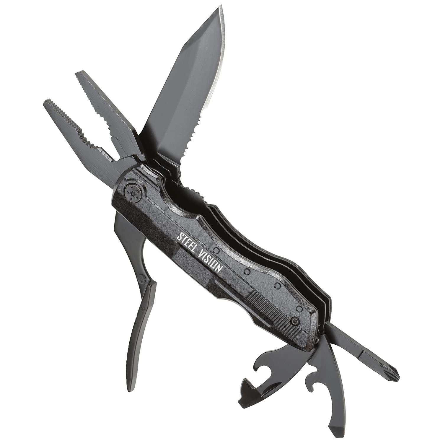 10-in-1 Multi Tool with 18-Piece Bit Set - Compact Stainless Steel Pocket Tool for Camping, Hiking, Home Repairs & Emergency Survival Gear