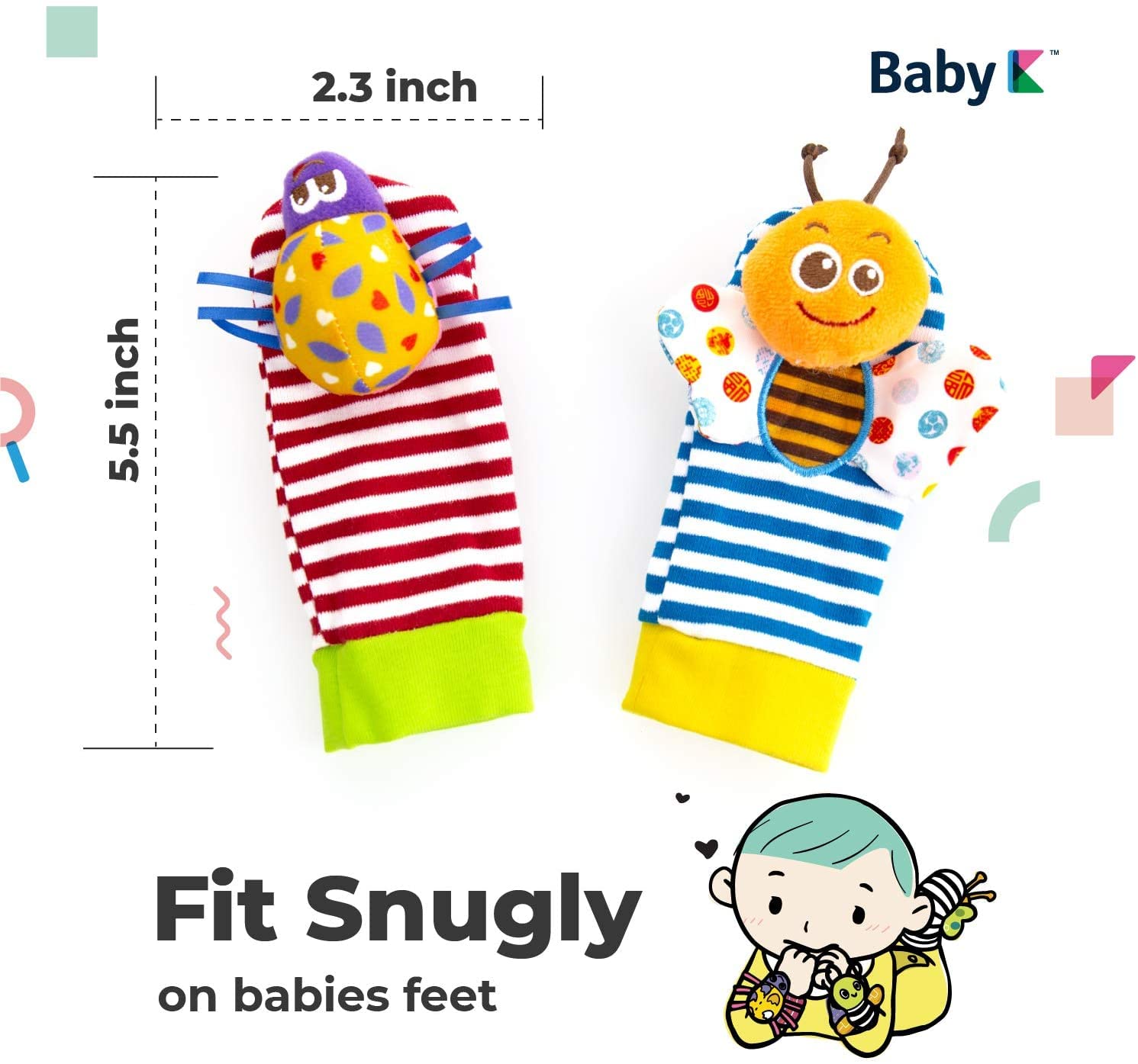 Baby Rattle Socks for Girls & Boys - Soft Infant Wrist & Foot Rattles Toys 6-12 Months | Newborn Developmental Toys | Perfect Baby Shower Gift | Playtime & Sensory Stimulation for Crawling Babies