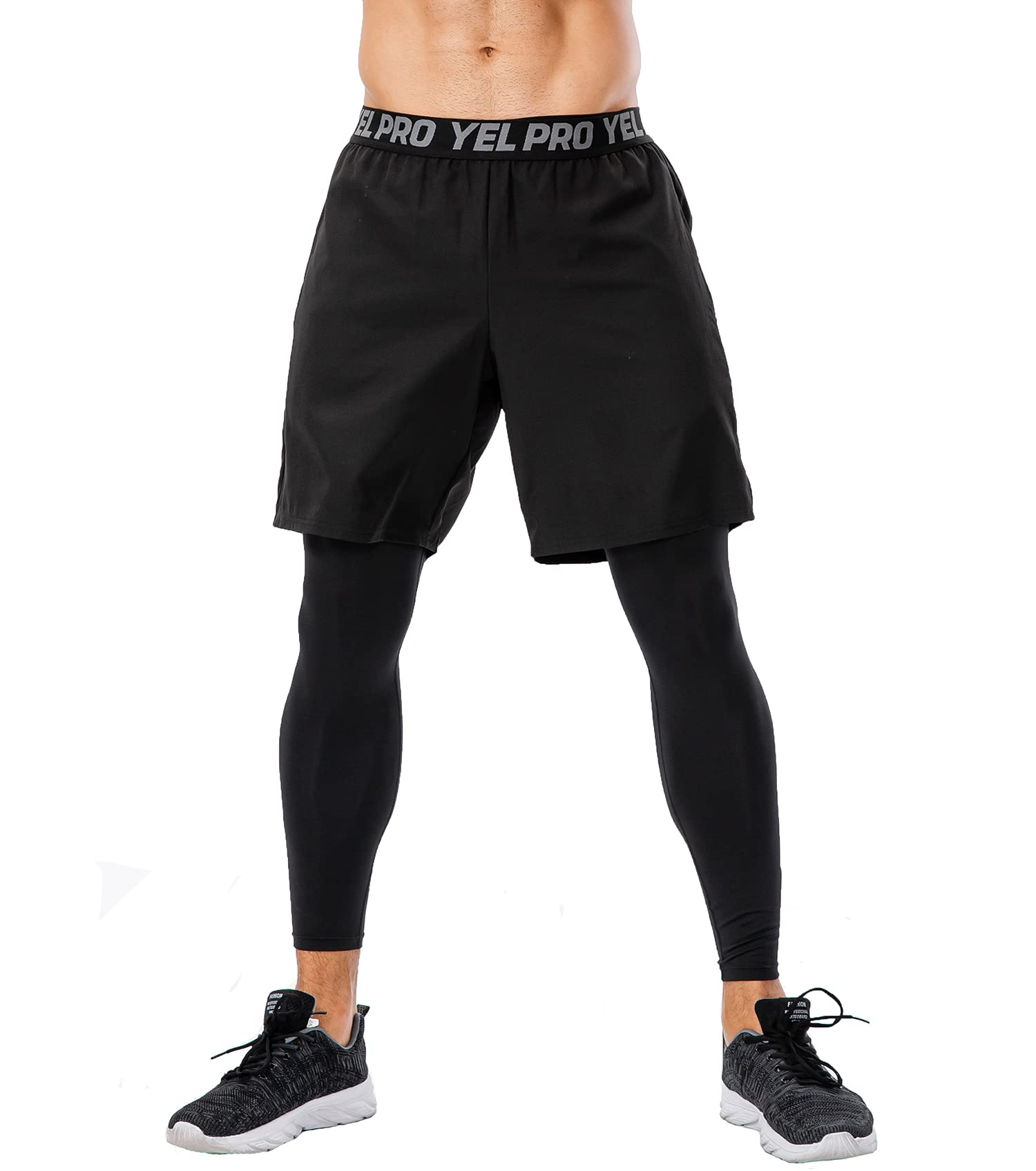 Queerier Men's 2-in-1 Running Shorts with Pockets - Gym Compression Tights & Sweatpants for Workout, Training & Jogging | Perfect for Running, Fitness & Outdoor Activities