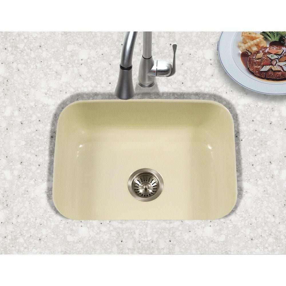 Houzer PCS 2500 Porcelain Enamel Steel Undermount Single Bowl Kitchen Sink - Durable & Stylish for Modern Kitchens, Perfect for Cooking & Dishwashing