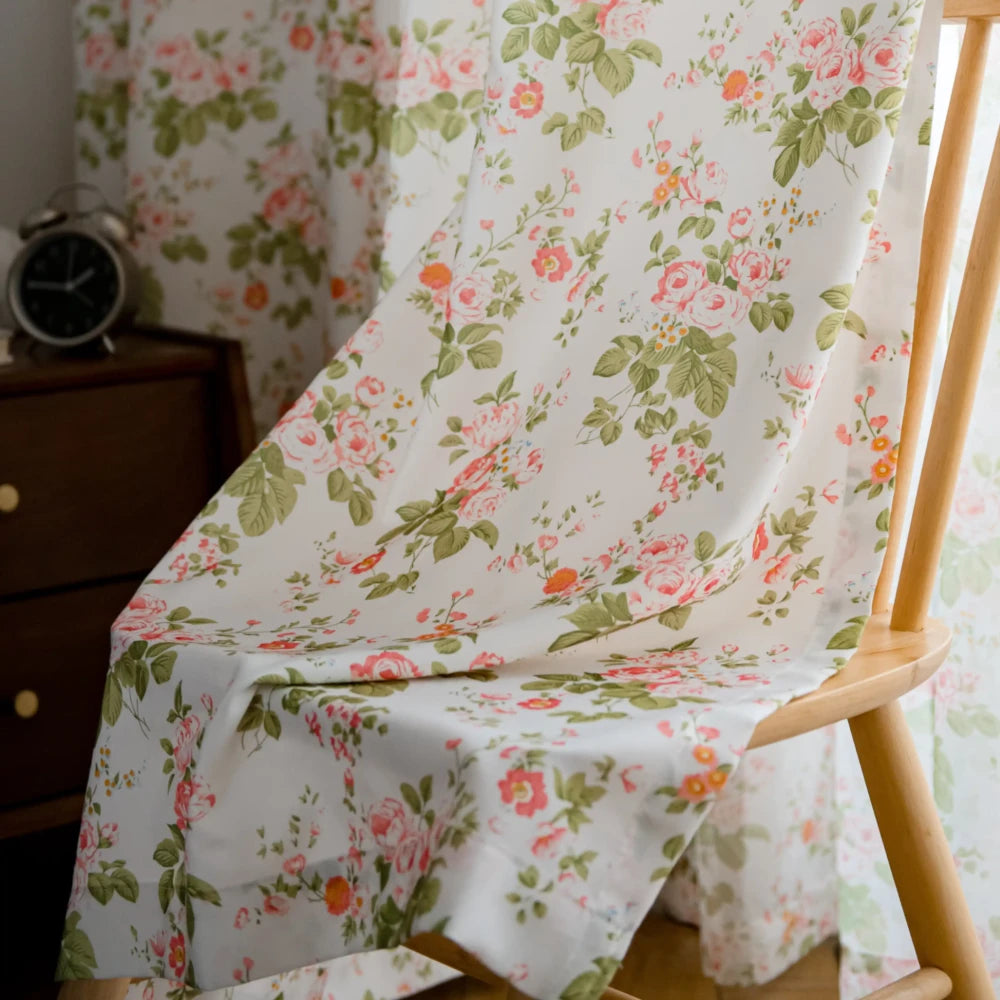 Elyse Shabby Farmhouse Floral Custom Privacy Curtain - Vintage Style Blackout Drapes for Living Room, Bedroom & Nursery - Light Blocking & Noise Reducing Window Treatments