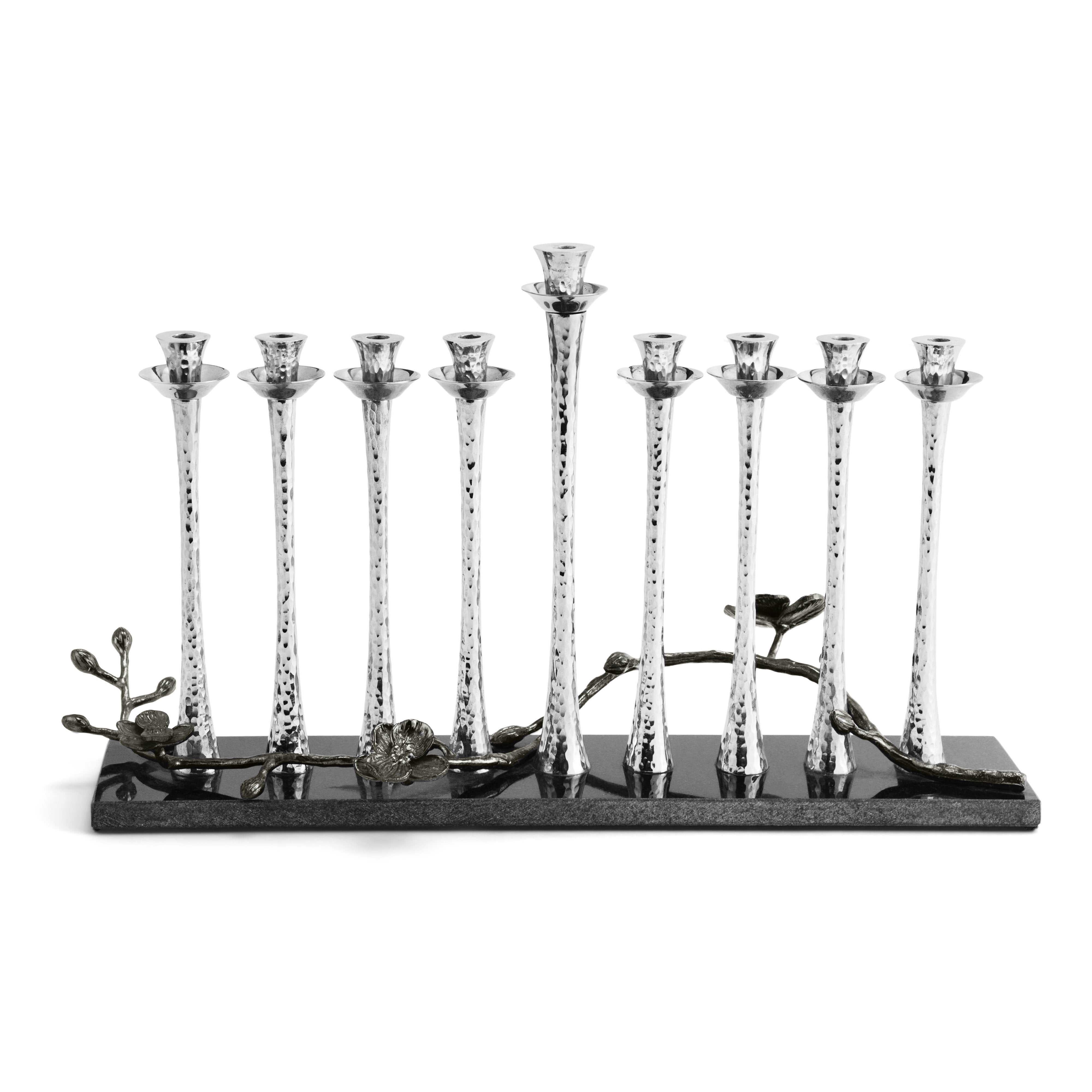 Black Orchid Menorah - Elegant Hanukkah Candle Holder for Jewish Holiday Decor & Home Celebration