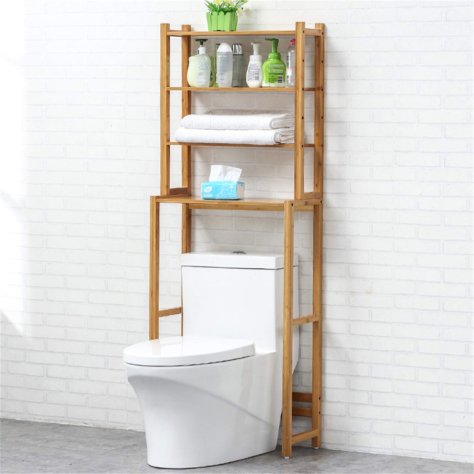 KKAI Over Toilet Storage Shelf - 4 Tier Bathroom Organizer Rack, Natural Bamboo - Perfect for Small Bathrooms & Apartment Storage