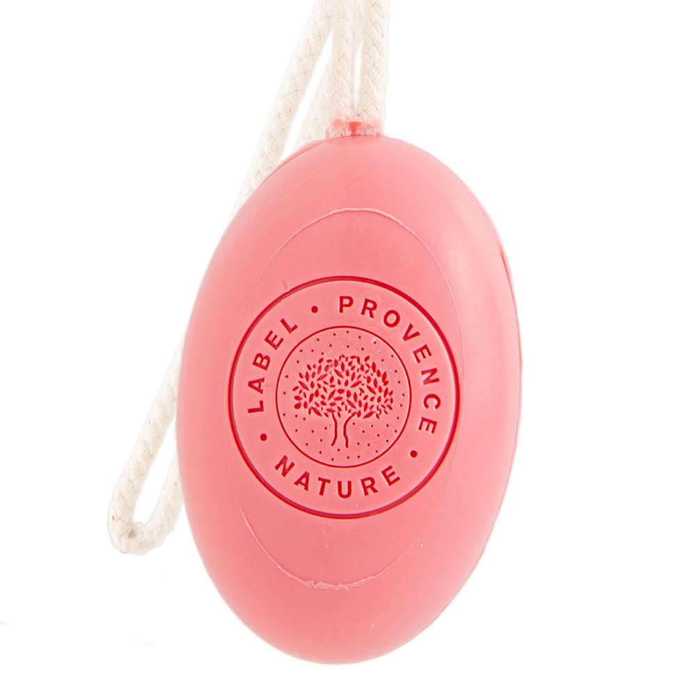 Provence Marseille Soap on Rope - Organic Donkey Milk French Soap with Strawberry Scent - 175g for Bath, Shower & Gift | Handmade in France