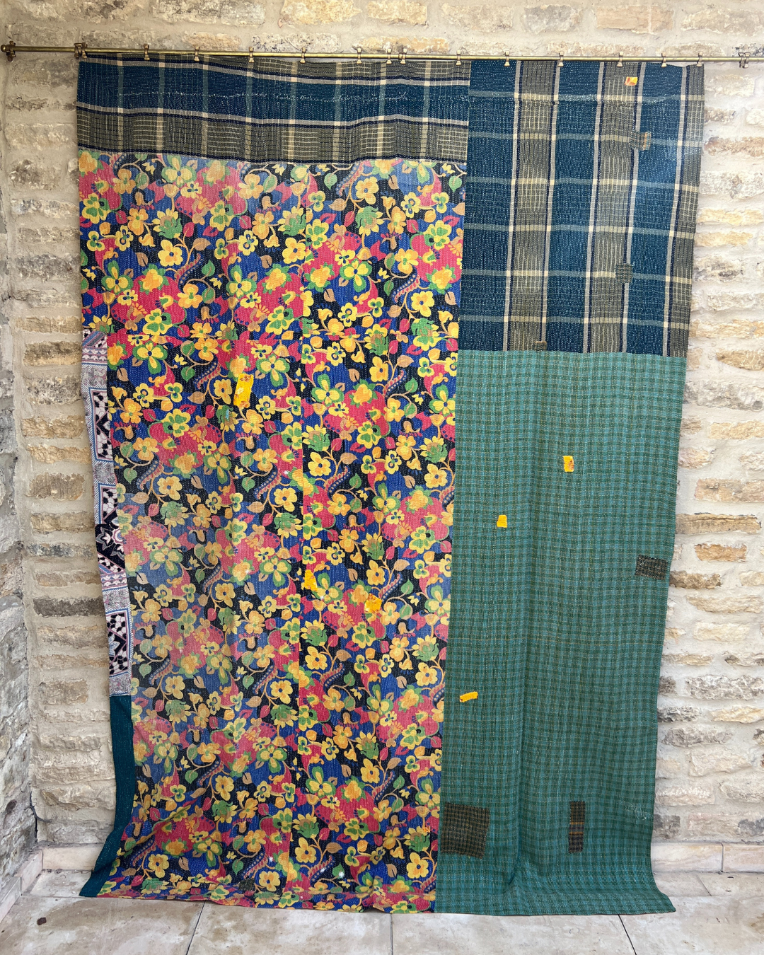 Midweight Kantha Quilt No. 786 - Handmade Cotton Bedspread, Lightweight Throw Blanket for Bedroom Decor, Sofa & Travel - Perfect for Cozy Nights, Guest Rooms & Bohemian Home Styling