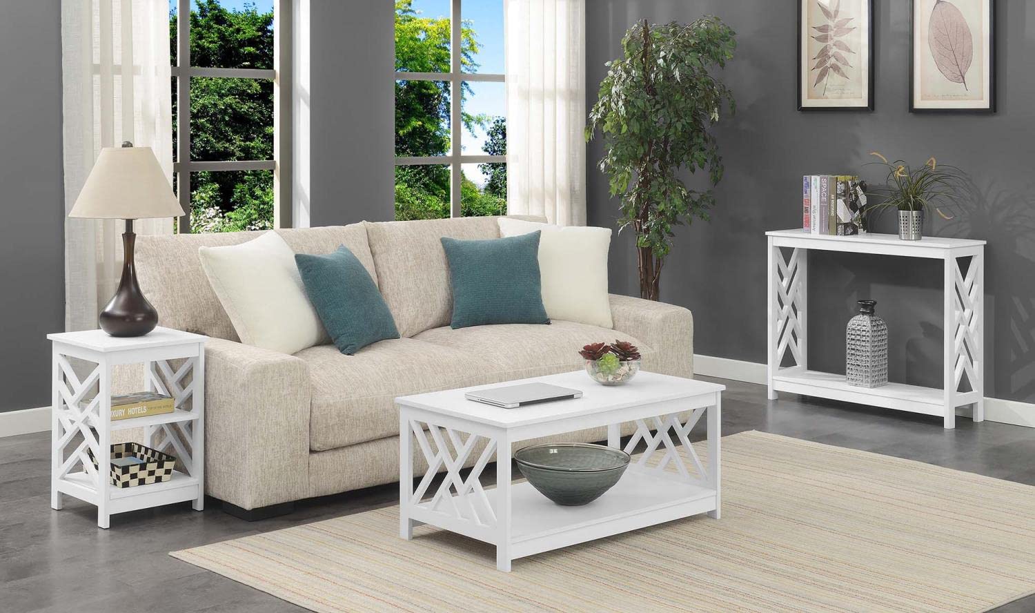 Convenience Concepts Titan White Coffee Table - Modern Living Room Furniture for Small Spaces, Home Decor, and Entertainment Areas