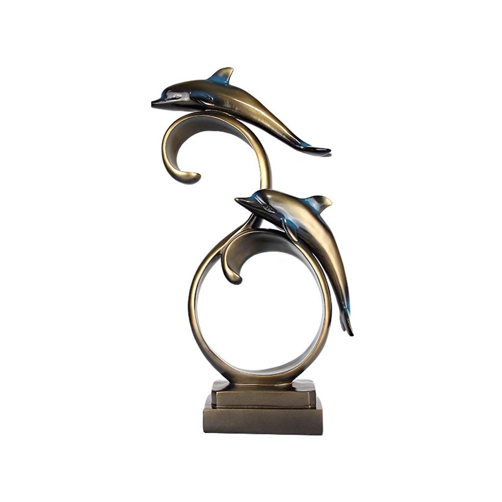 Vintage Dolphin Sculpture Decor - Handcrafted Resin Wealth Statue for Home, Living Room & Wine Cabinet - Elegant Retro Modern Crafts for Home Decor & Gifts