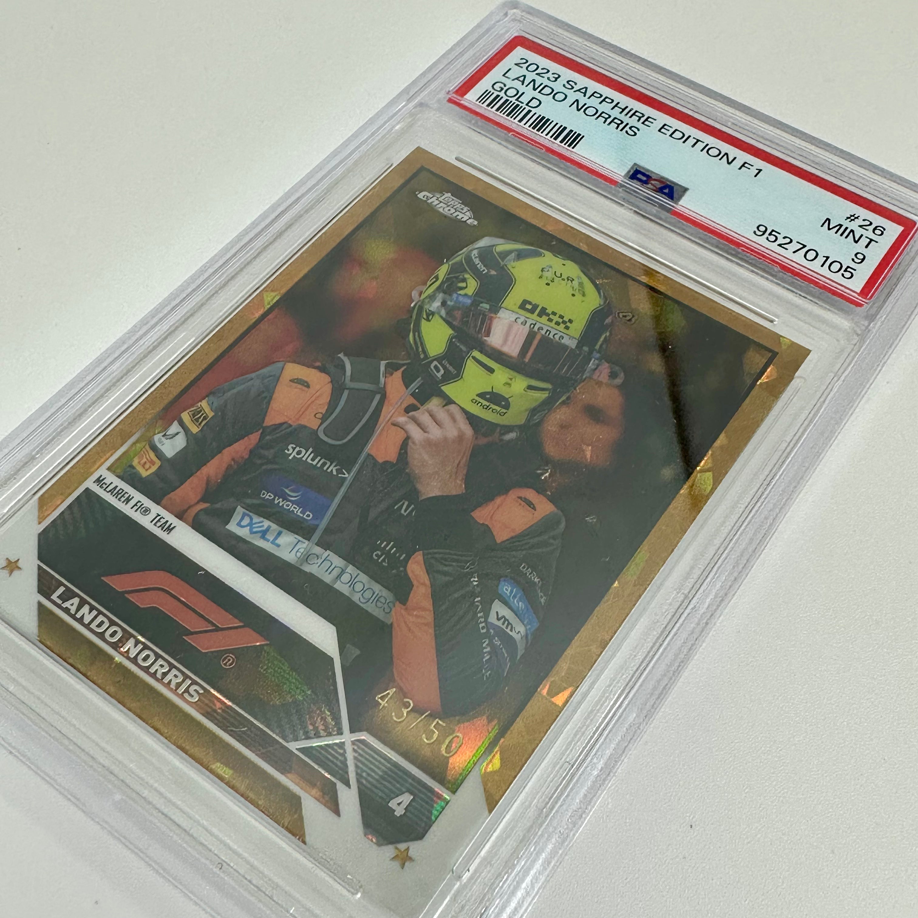 2023 Topps Chrome Sapphire Lando Norris #26 PSA 9 Gold Parallel 43/50 - Rare Racing Collectible for F1 Fans & Sports Card Investors