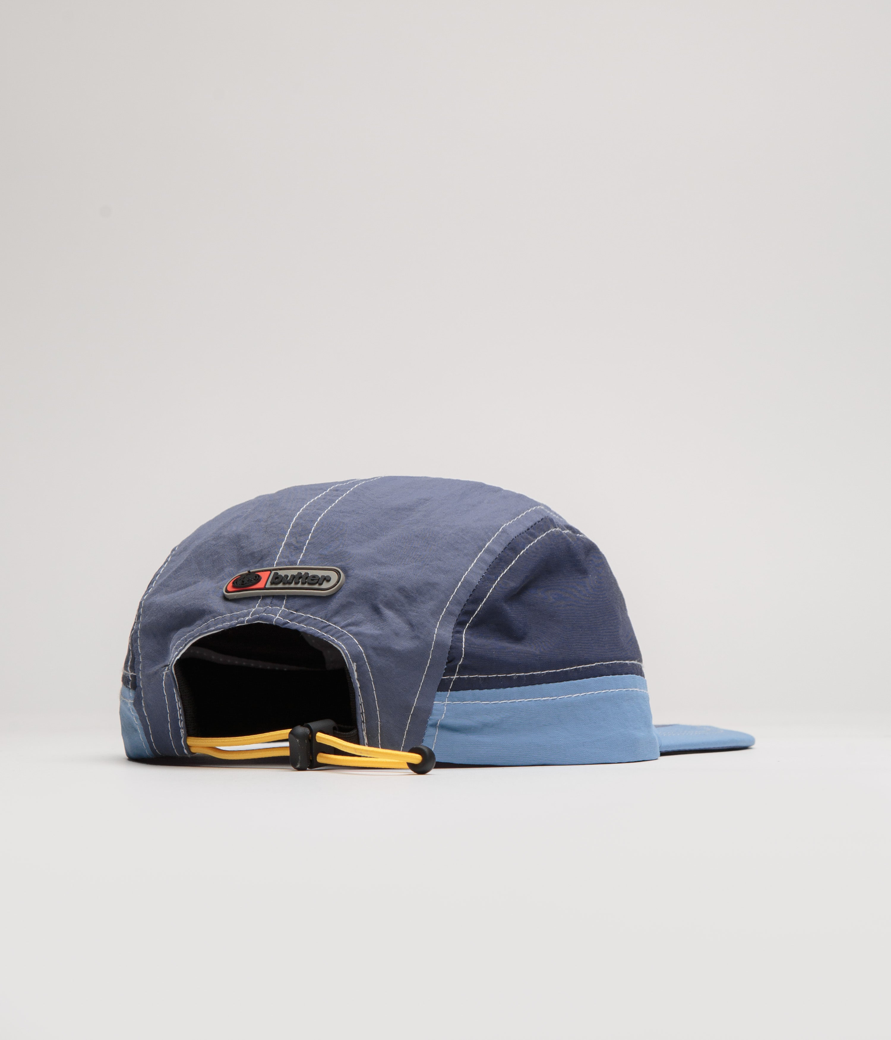 Butter Goods Stream 4 Panel Snapback Cap - Navy Blue & Ice Colorway - Perfect for Streetwear, Skateboarding & Casual Outfits