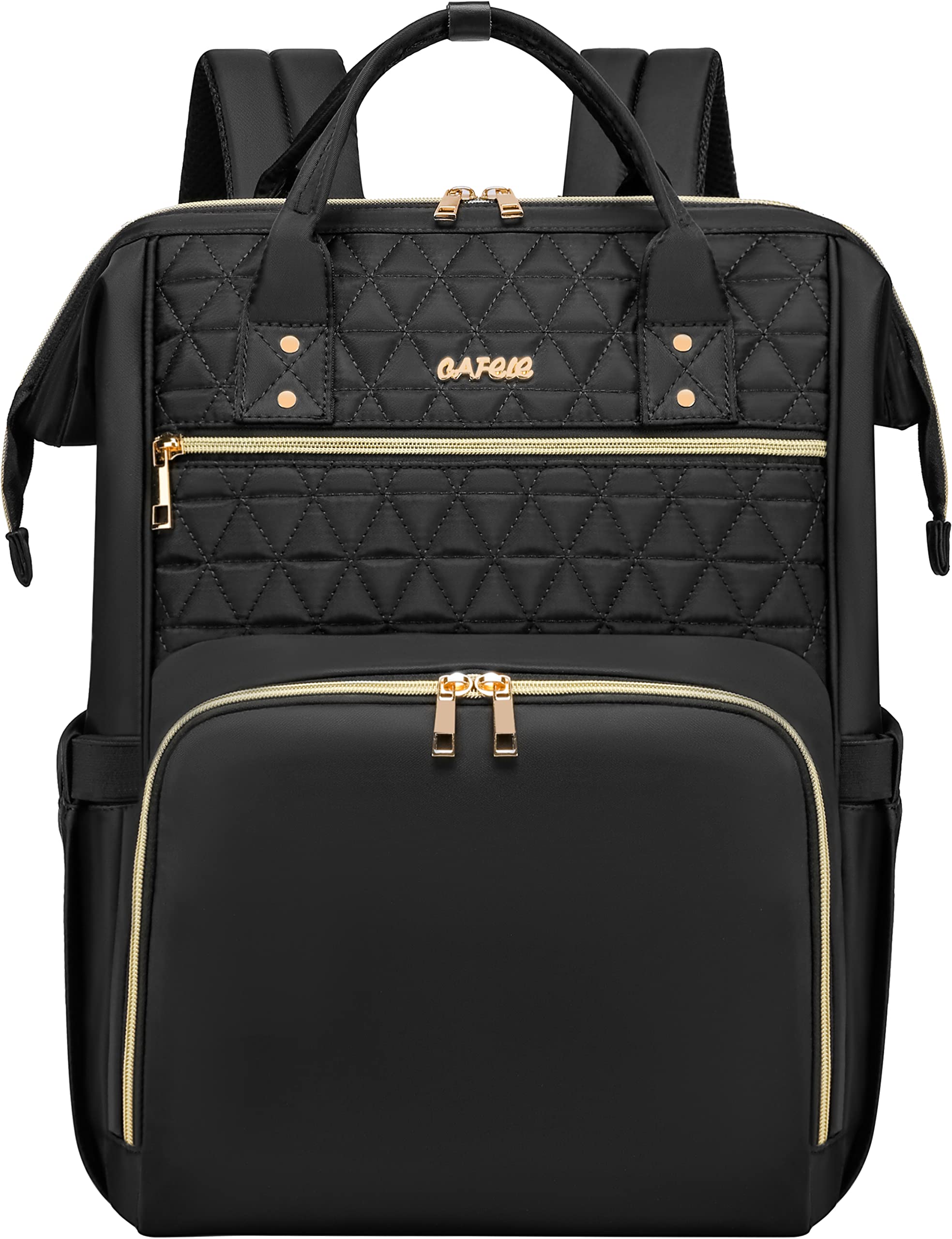 17.3 Inch Laptop Backpack for Women - Anti-Theft Business Backpack with USB Charging Port, Quilted Design - Perfect for Work, Travel & College (Black)