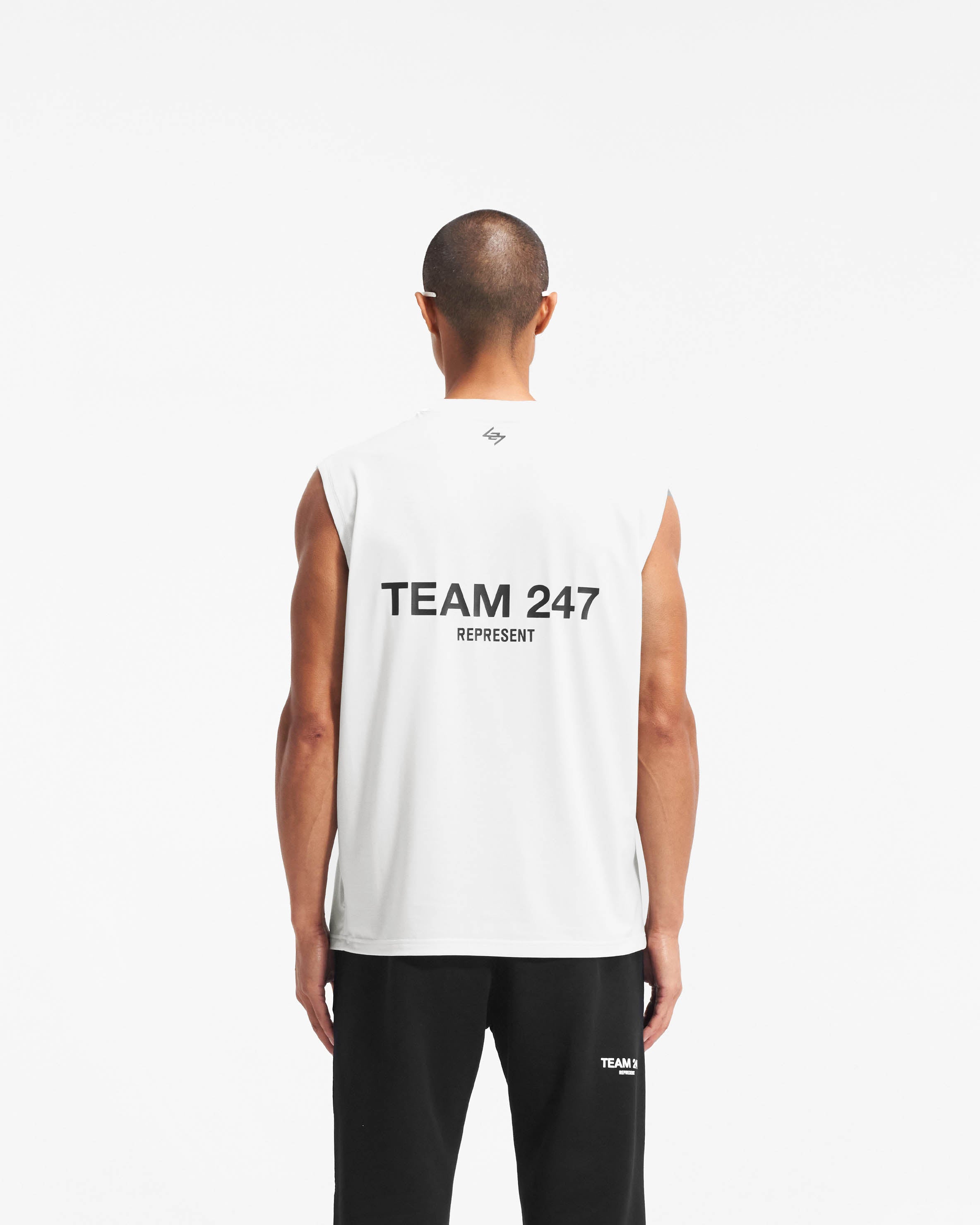 Team 247 Oversized Tank Top - Soft Cotton Relaxed Fit Women's T-Shirt in Flat White | Perfect for Casual Wear, Gym, Yoga & Summer Outfits