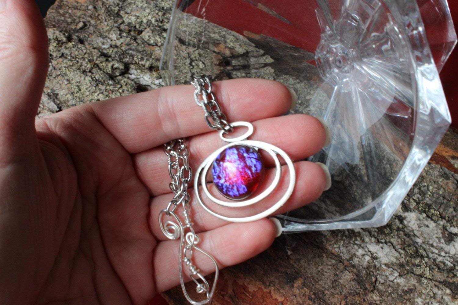 Floating Fire Opal Necklace | Genuine Mexican Fire Opal Pendant | Elegant Jewelry for Women | Perfect for Special Occasions, Christmas Gifts & Birthday Presents | Wear to Weddings, Parties & Date Nights