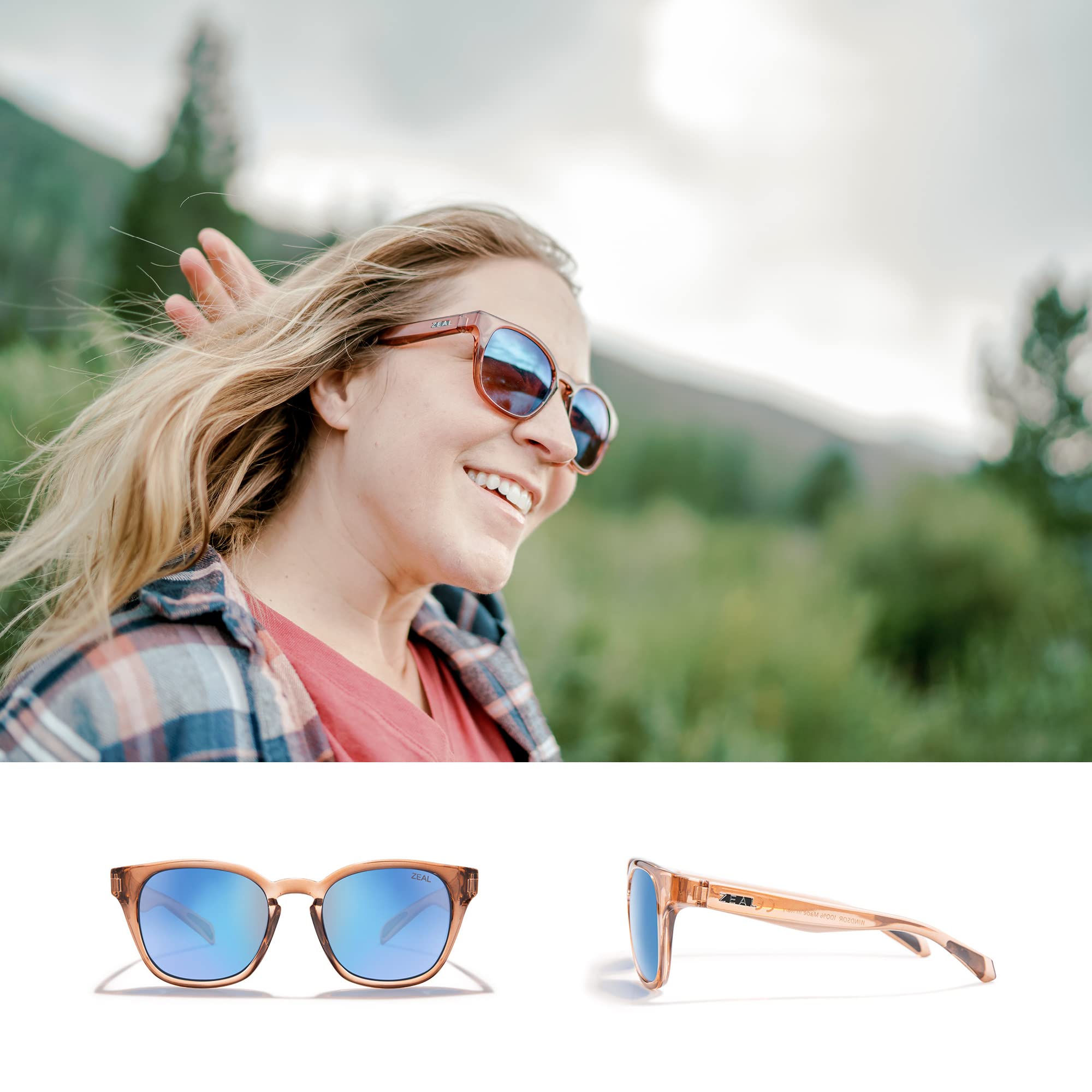 Zeal Optics Windsor Polarized Sunglasses for Men & Women - Eco-Friendly Plant-Based Frame - UV Protection for Outdoor Activities, Driving & Beach