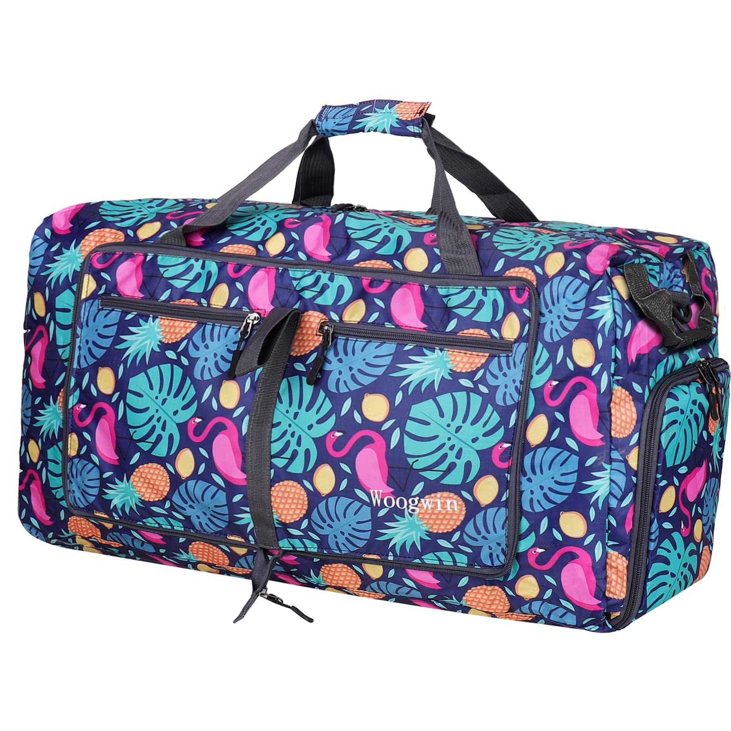 Woogwin Large Foldable Waterproof Travel Duffel Bag - 100L Pineapple Design for Gym, Sports, Beach & Pool | Perfect for Overnight Trips, Swimming Gear & Workout Essentials
