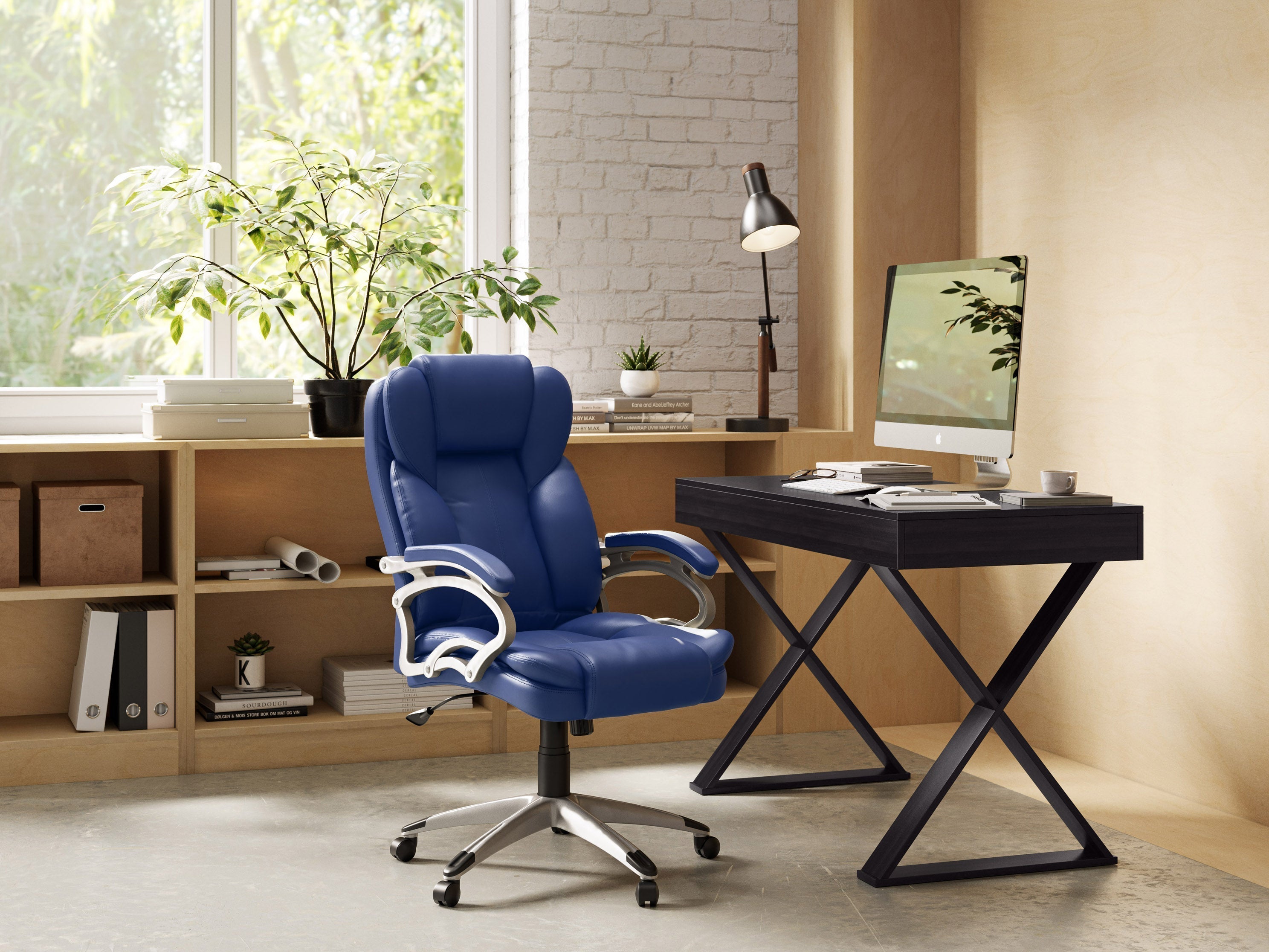 Premium Cobalt Blue Executive Office Chair - Ergonomic High Back Desk Chair with Lumbar Support for Home & Office Workspace