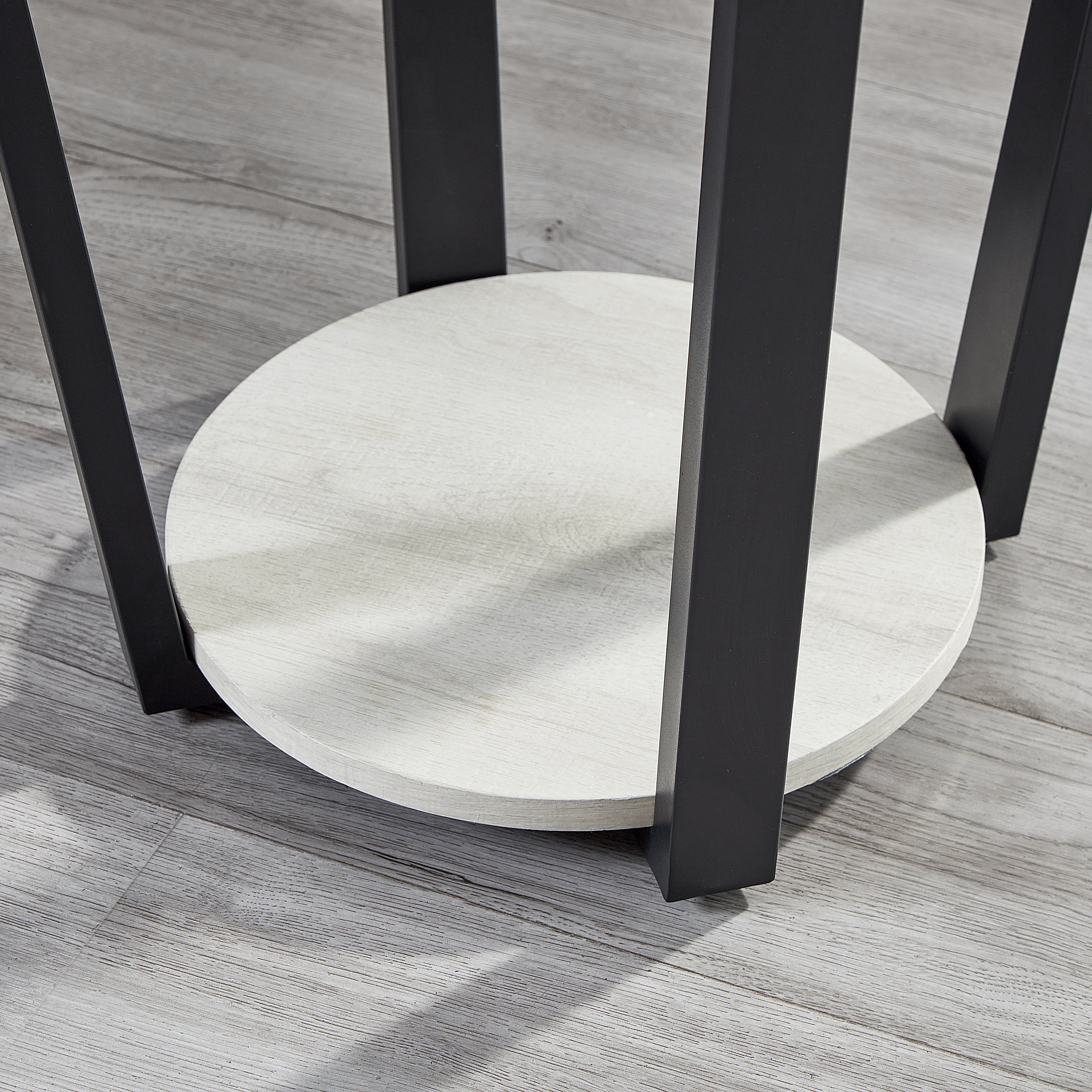 Roundhill Furniture Elysian Modern Round End Table with Lower Shelf - Stylish Living Room Side Table for Sofa, Bedroom & Small Spaces