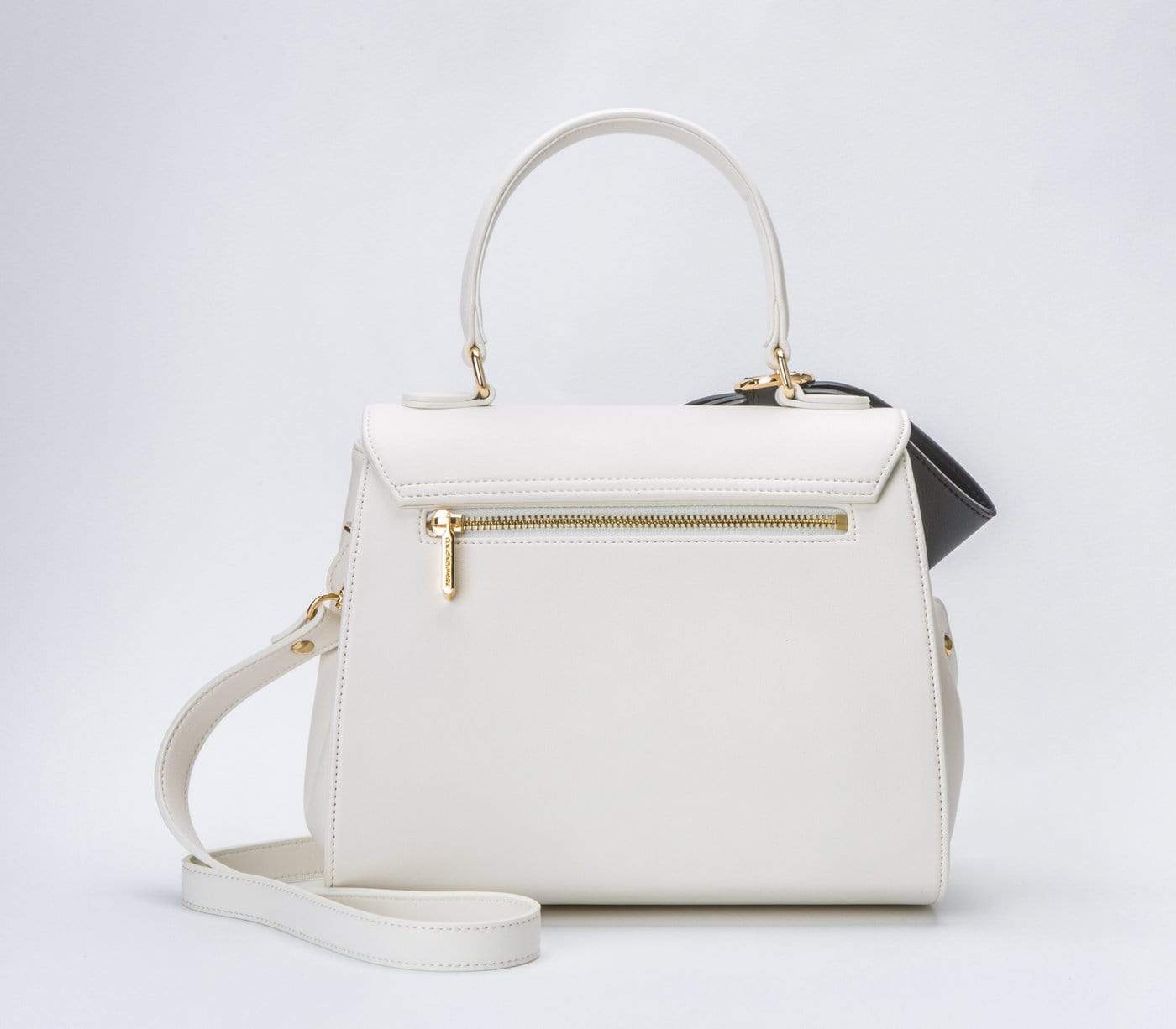 Vegan Leather Handbag for Women | Cottontail Crossbody Purse in White & Black | Perfect for Work, Travel & Everyday Use