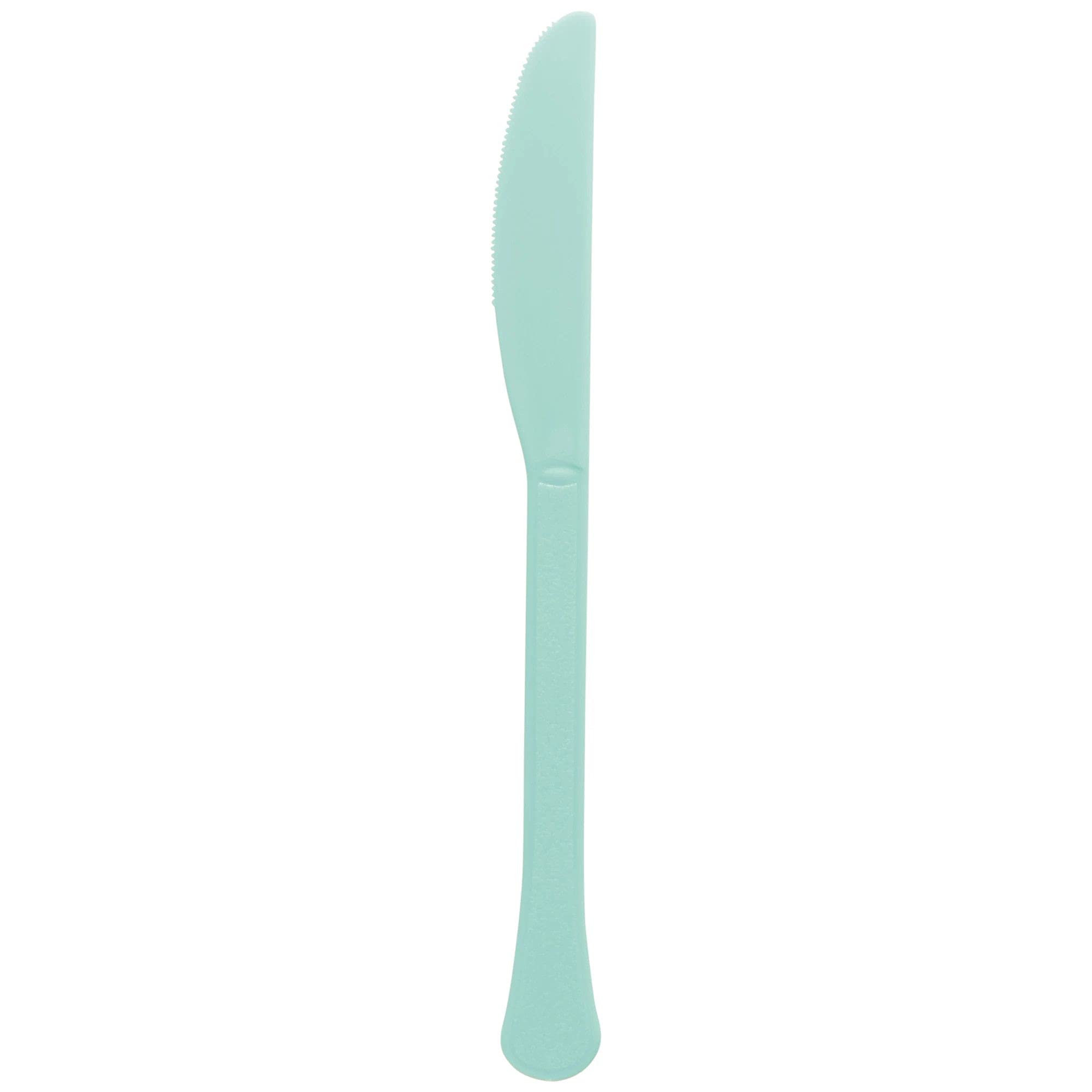 Premium Heavyweight Plastic Knives - 20 Count, Robin's Egg Blue Disposable Cutlery for Parties, Picnics, Catering & Home Use | Durable & Elegant Dining Solution