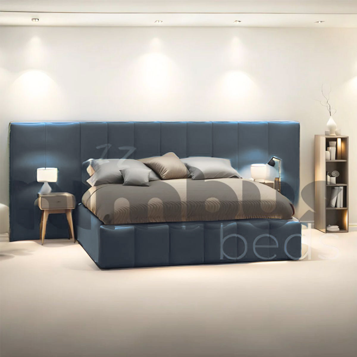 Victoria Queen Bed Frame with Upholstered Headboard - Modern Platform Bed with Wooden Slats - Sturdy & Noise-Free for Bedroom, Guest Room, or Dorm