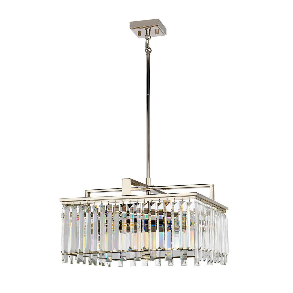 Aries 4-Light Large Nickel Crystal Chandelier by Elstead - Elegant Dining Room & Entryway Lighting Fixture for Modern Homes