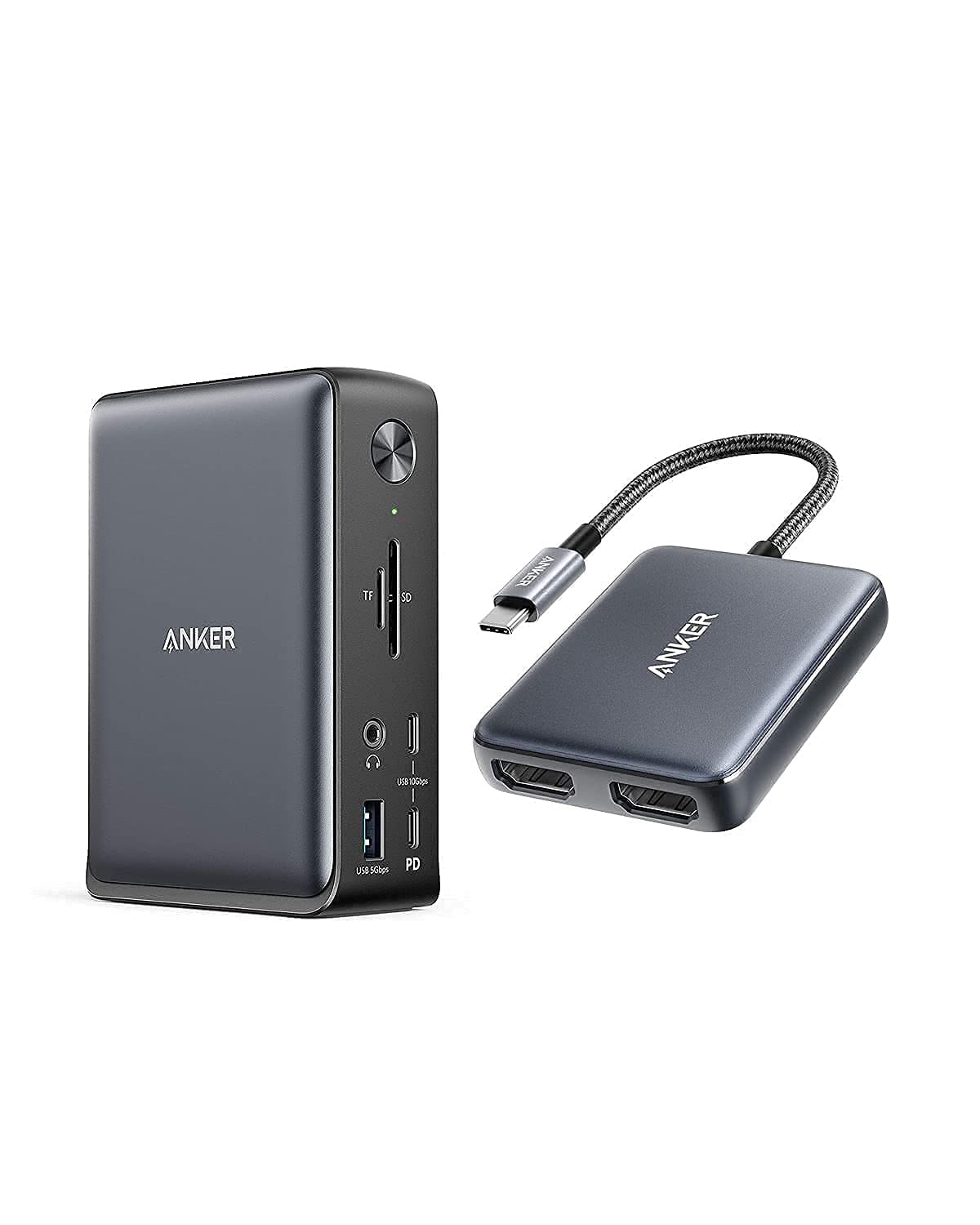 Anker 575 USB-C Docking Station (13-in-1) with Dual HDMI Adapter - 4K HDMI, 100W PD, Ethernet Port for MacBook Pro/Air, Dell XPS, HP Laptop - Perfect for Home Office & Multi-Monitor Setup