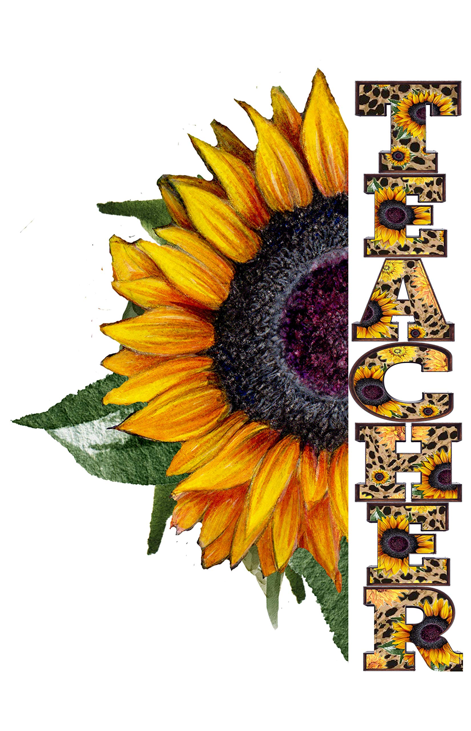 Sunflower Cheetah Sublimation Transfer for T-Shirts & Mugs - Ready to Press DIY Design for Teachers, Leopard Print, Multiple Sizes - Perfect for Custom Apparel, Gifts & Craft Projects