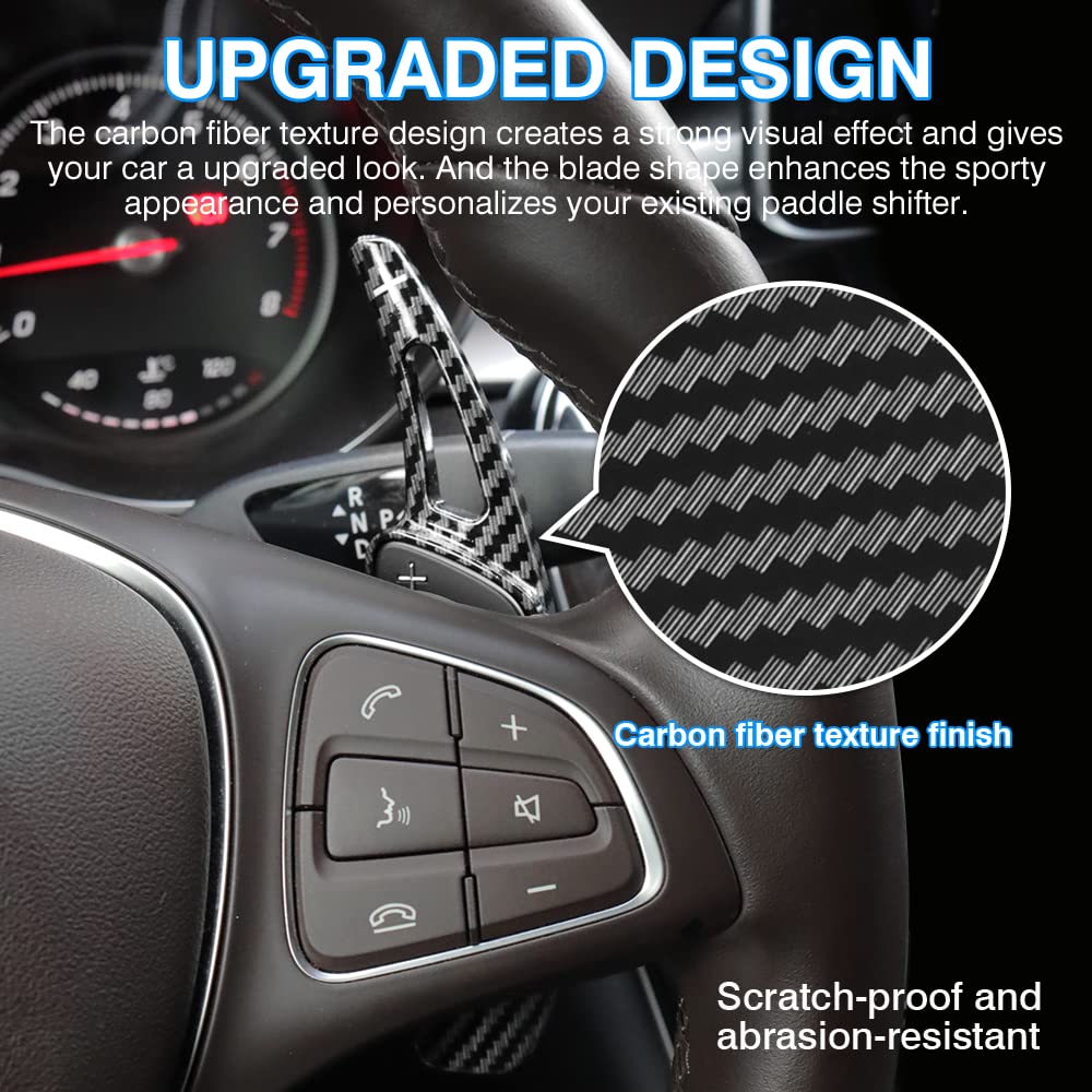 Carbon Fiber Steering Wheel Paddle Shifter Extensions for Mercedes Benz B/C/GLA/GLC/GLE/S Class - 2PCs Upgrade Accessories for Enhanced Driving Performance & Sporty Look