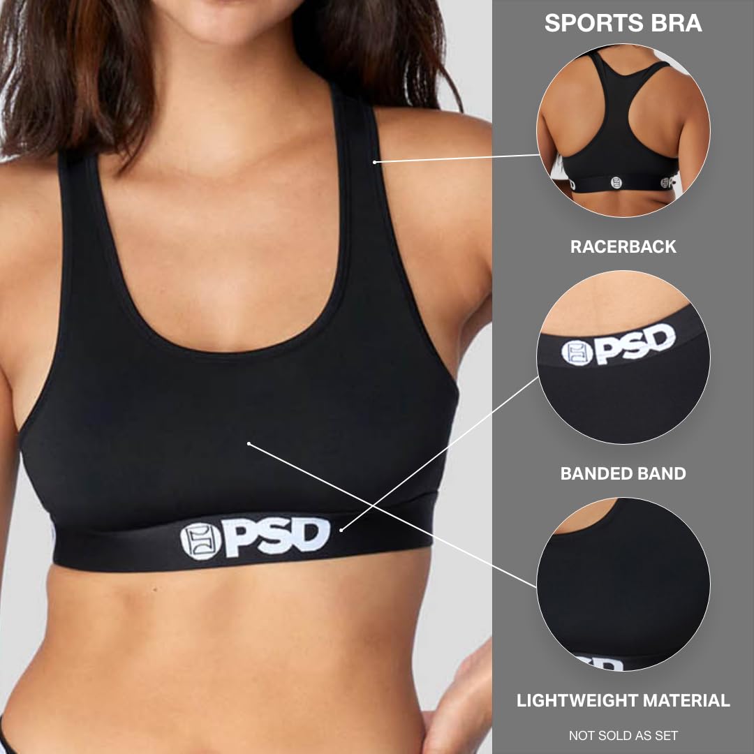 PSD Women's Basic Solid Sports Bra - Breathable Racerback Workout Bra with Microfiber Fabric | Yoga, Running, Gym & Activewear