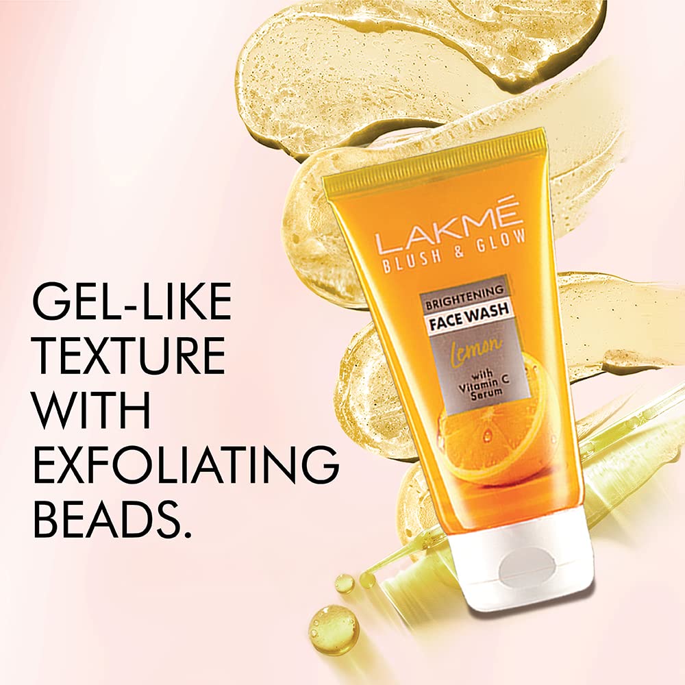 LAKMÉ Blush & Glow Lemon Freshness Gel Face Wash with Lemon Extracts for Oily Skin - 100g (Pack of 2) | Refreshing Daily Cleanser for Brightening & Oil Control | Perfect for Morning & Night Skincare Routine