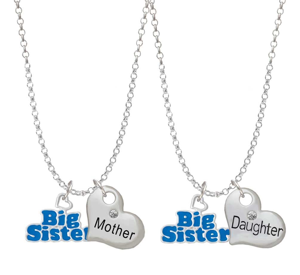 Delight Jewelry Silvertone 'Big Sister' Heart Necklace Set - Mother & Daughter Matching Pendant (2-Piece, 19