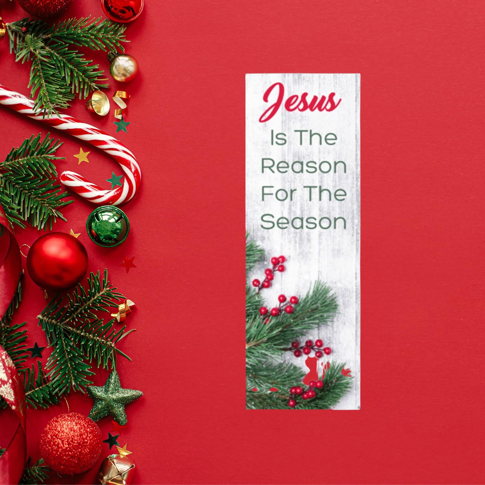 100 Count Bulk Pack - Christmas 'Jesus is The Reason for The Season' Bookmarks - Made in USA - Blank Back - Church Handouts & Greeting Card Inserts - Inspirational Christian Gifts for Church Events, Bible Study Groups & Holiday Celebrations