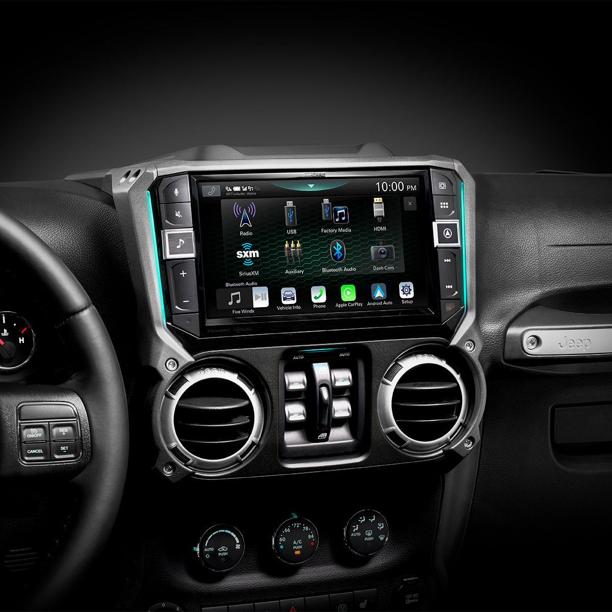 Alpine i509 WRA JK 9 Weatherproof Car Stereo for 2011-2018 Jeep Wrangler - Touchscreen Media Receiver with Bluetooth, HD Radio & Apple CarPlay - Perfect for Off-Road Adventures & Daily Commutes