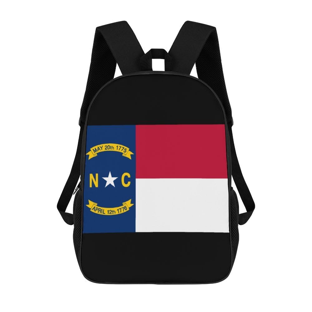 IOEDTHBJ 3D Printed North Carolina Flag Backpack - 17 Inch Laptop Bag for Men & Women, Durable School & Travel Computer Backpack - Perfect for College, Work & Outdoor Adventures