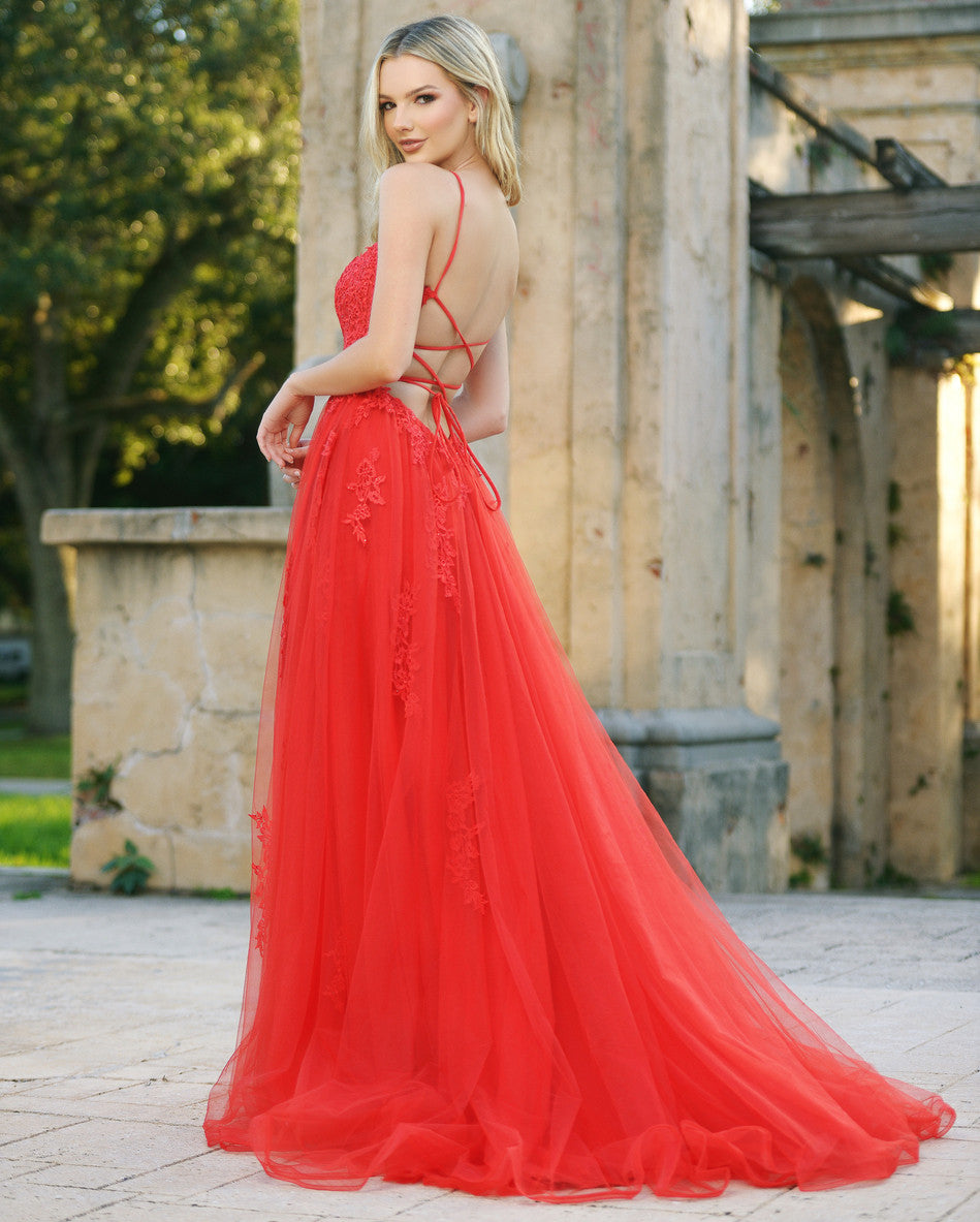 Elegant Alisha Gown in Vibrant Red - Perfect for Evening Parties, Weddings & Special Occasions
