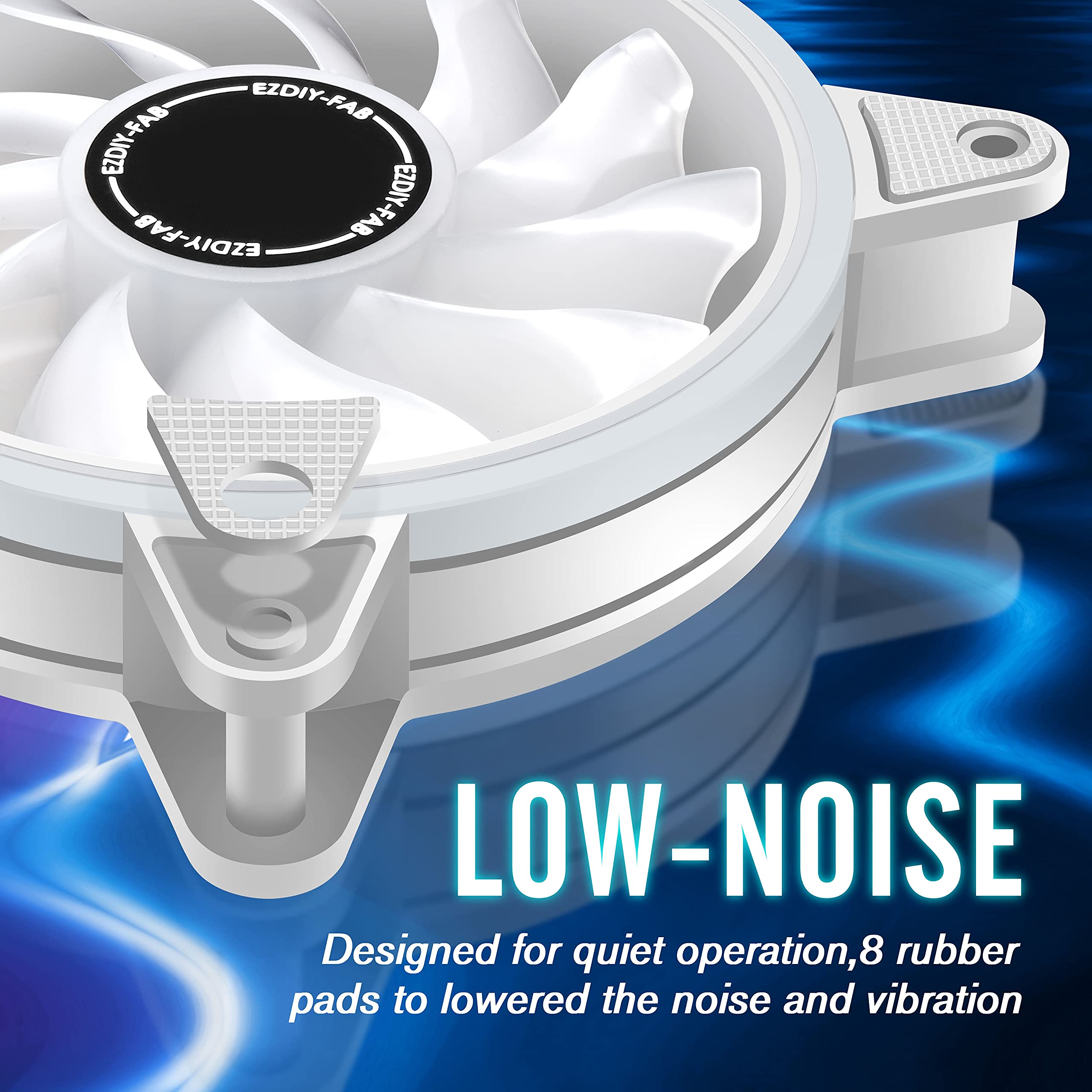 EZDIY-FAB White Moonlight 120mm RGB PWM PC Case Fans 5-Pack with RGB Hub | 5V ARGB Motherboard Sync | Multiple Lighting Modes | Perfect for Gaming PC, Workstation & PC Case Cooling