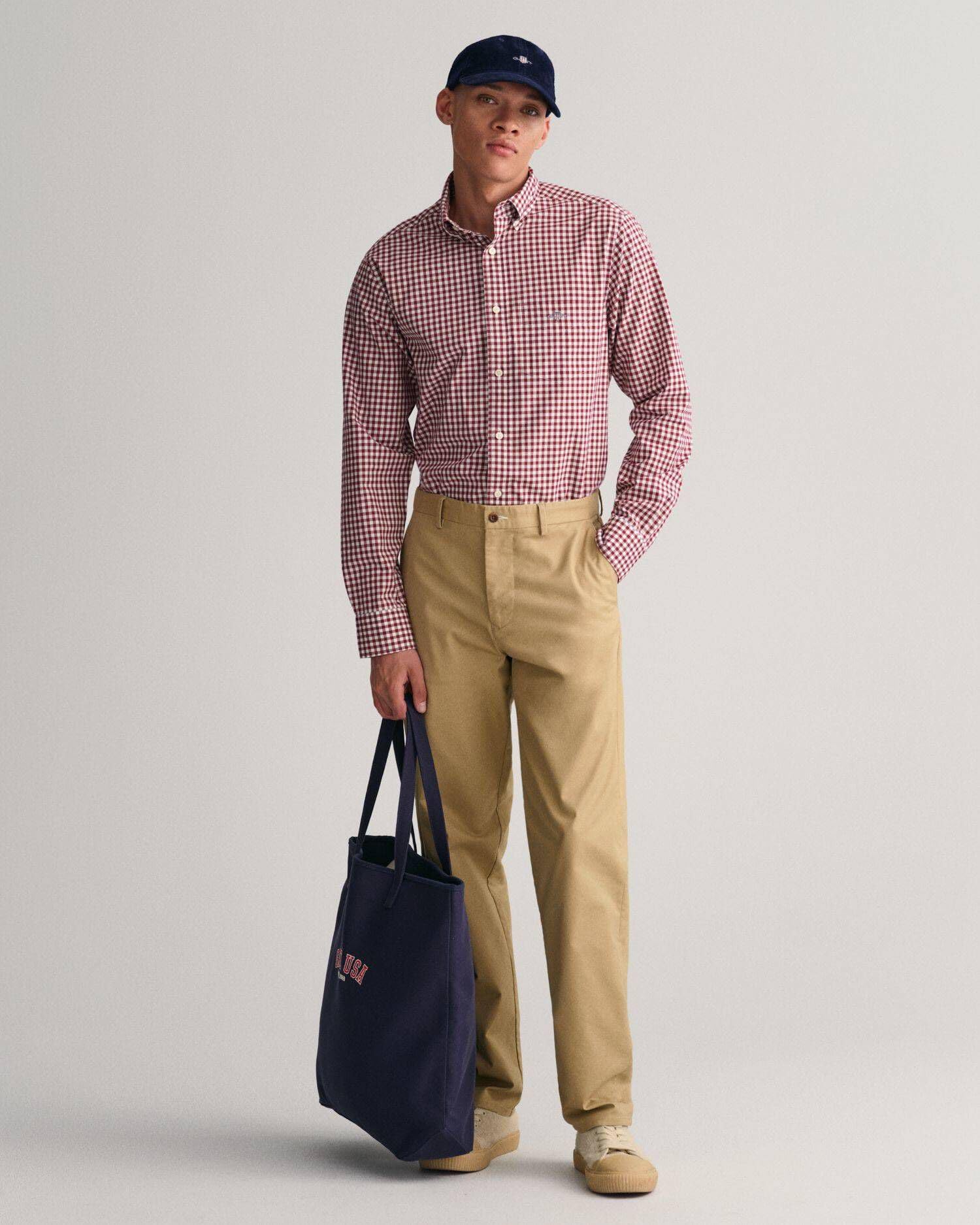 GANT Men's Slim Fit Gingham Poplin Button-Down Shirt - Casual Office Wear & Summer Outfits