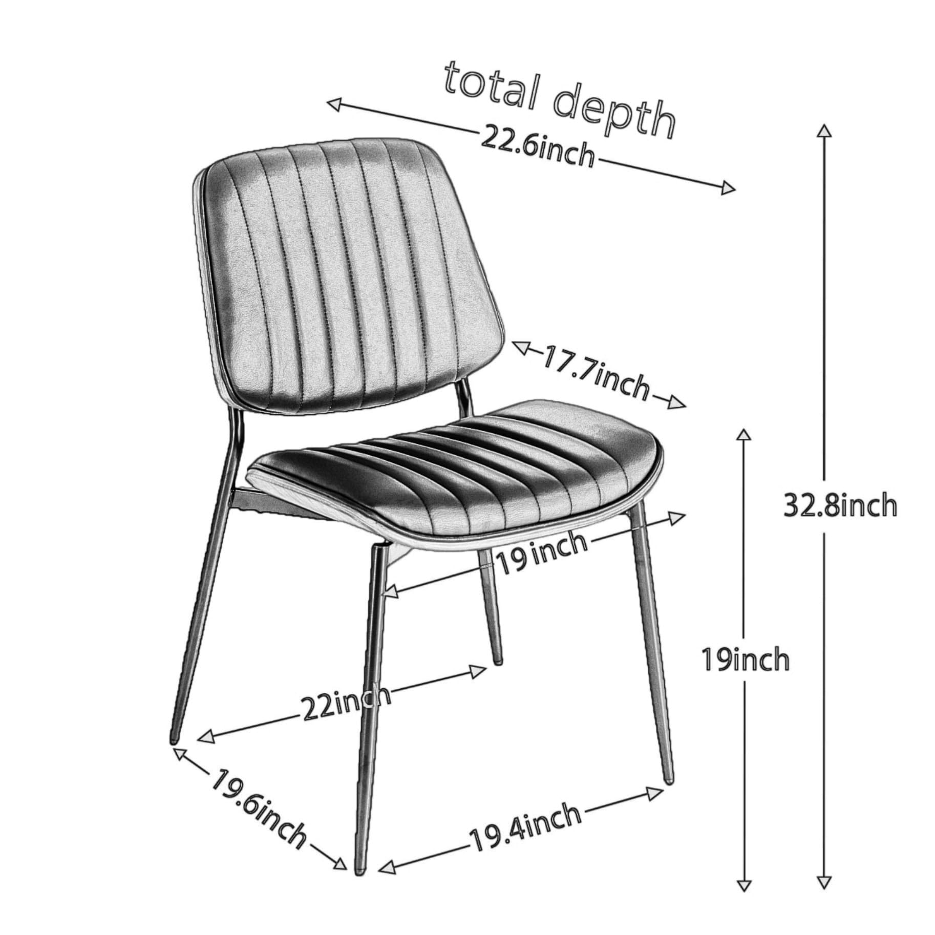 Mid-Century Modern Dining Chairs Set of 2 - Upholstered Retro Linen Chairs with Walnut Bentwood Back & Metal Legs, Adjustable Feet for Kitchen, Dining Room - Beige Vertical Stripes (Perfect for Small Spaces & Contemporary Home Decor)