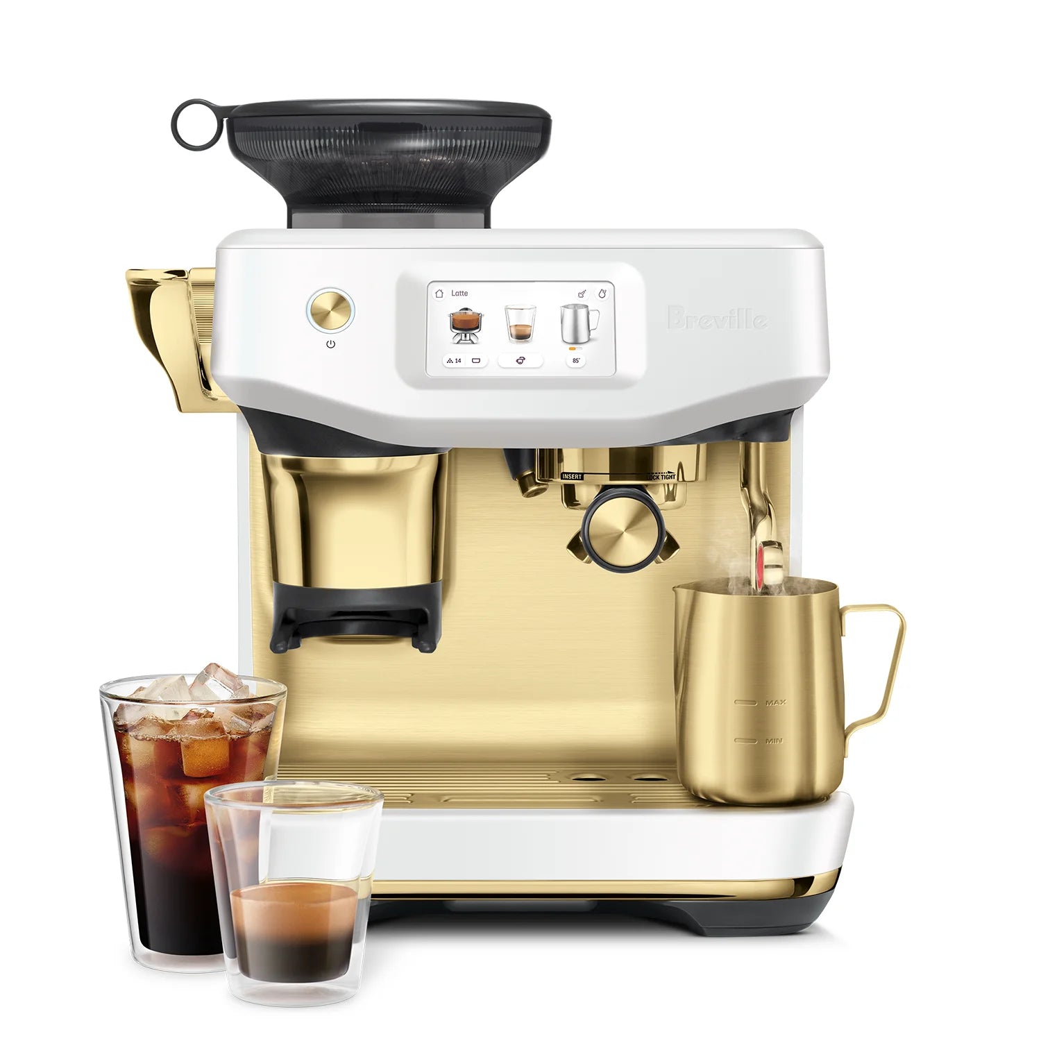 Breville Barista Touch Impress Automatic Espresso Machine with Built-in Grinder - Sea Salt Brass (BES881SSB) | Perfect for Home Baristas & Coffee Lovers