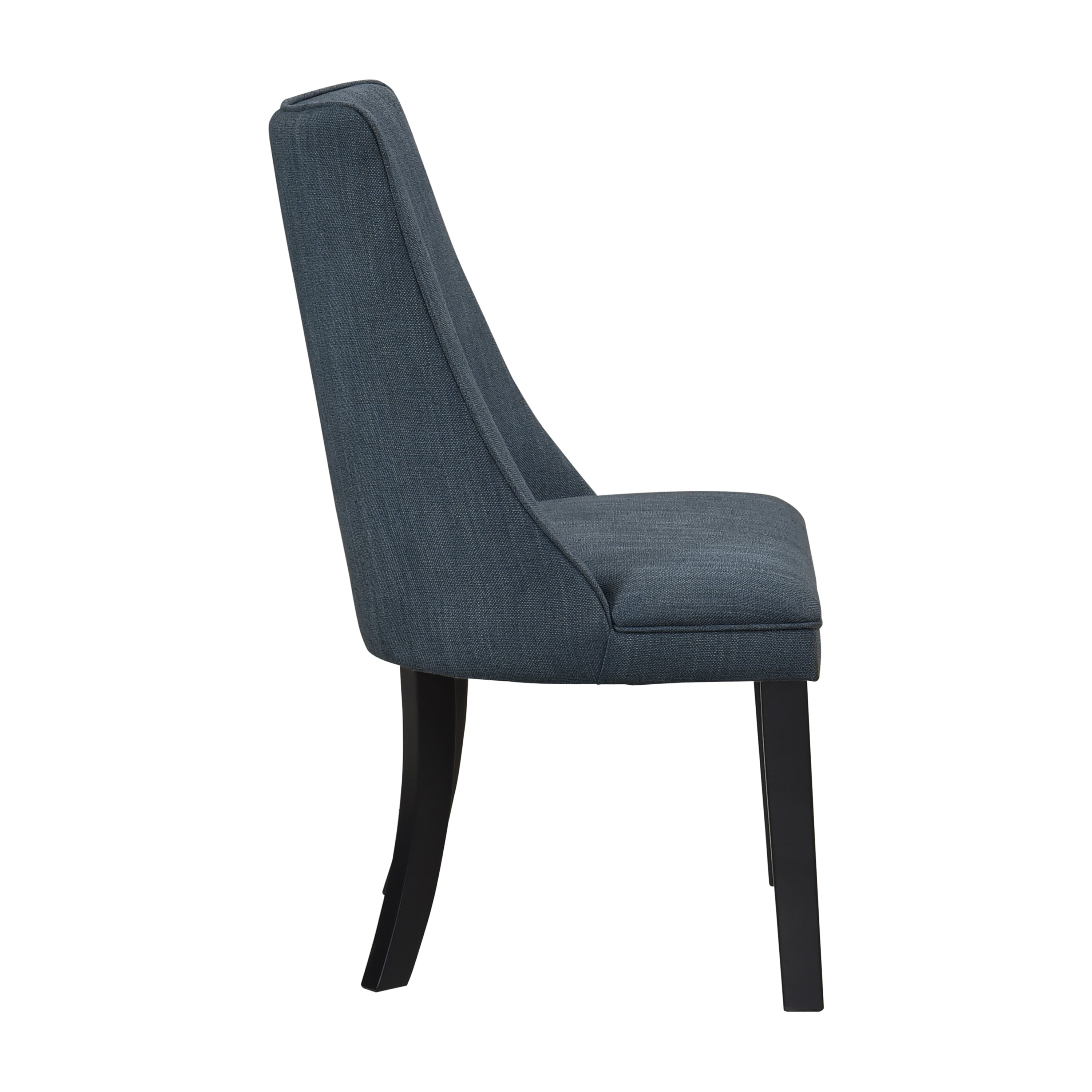 Modern Blue Textured Fabric Upholstered Dining Chairs Set of 2 with Dark Walnut Wooden Legs - Kitchen & Dining Room Furniture for Home Decor