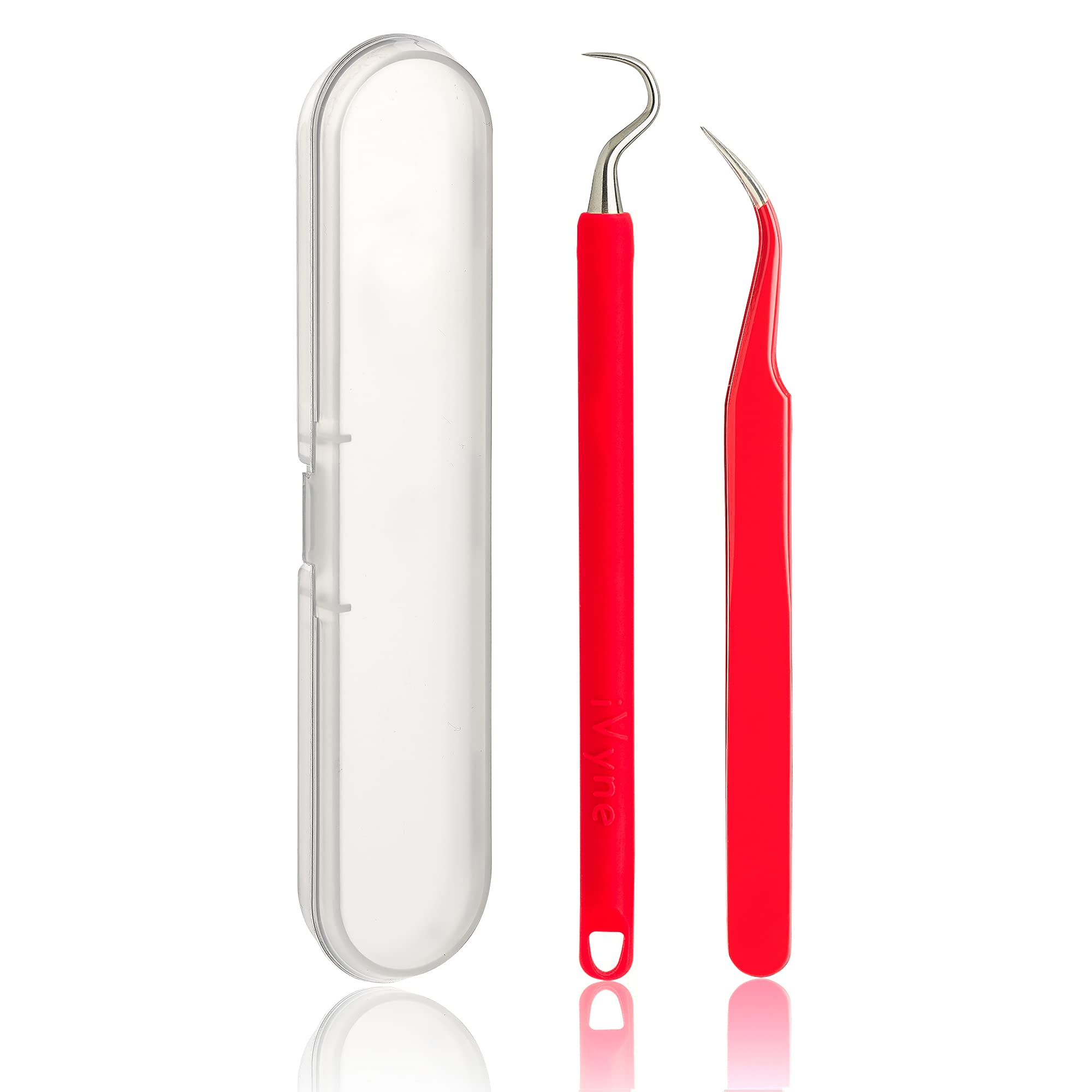 iVyne 2-Piece Silicone Weeding Tool Set for Cricut & Silhouette Cameo - Vinyl Weeder & Craft Tweezers for HTV, Adhesive Vinyl - Perfect for DIY Crafts, Scrapbooking & Decal Making - Red