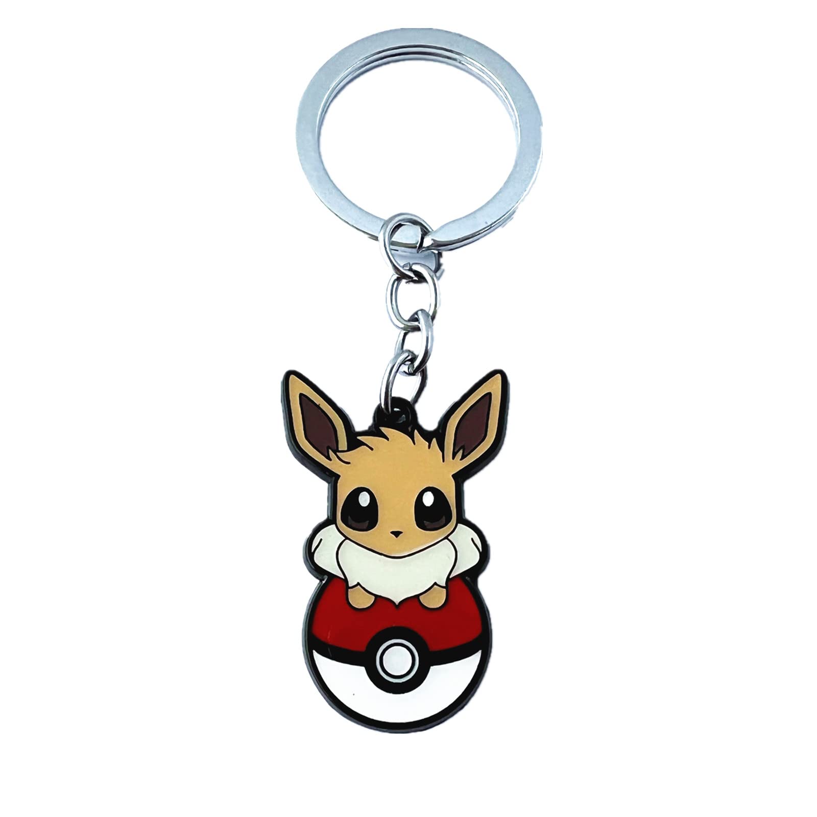 Pokemon Eevee Evolutions Keychain Set - Anime Cartoon Metal Pikachu Keychains - Perfect Gifts for Women & Girls - Ideal for Backpacks, Bags & Keyrings