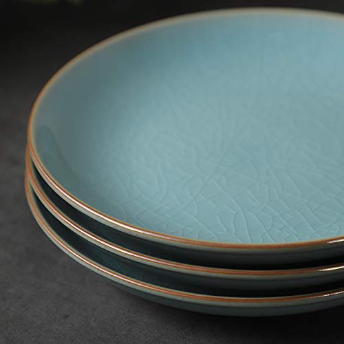 4-Piece Celadon Dinner Plate Set - 7.5 Inch Microwave & Dishwasher Safe Salad Plates (Grey) - Perfect for Home Dining, Restaurants & Party Serving