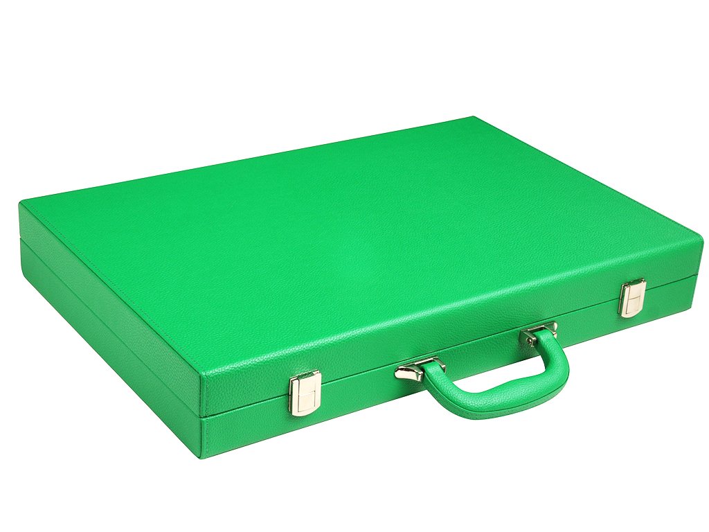 19-inch Premium Backgammon Set - Large Size Wooden Board Game with Green Felt, Grey Playing Field & White/Green Points - Perfect for Family Game Nights, Travel & Casino-Style Entertainment