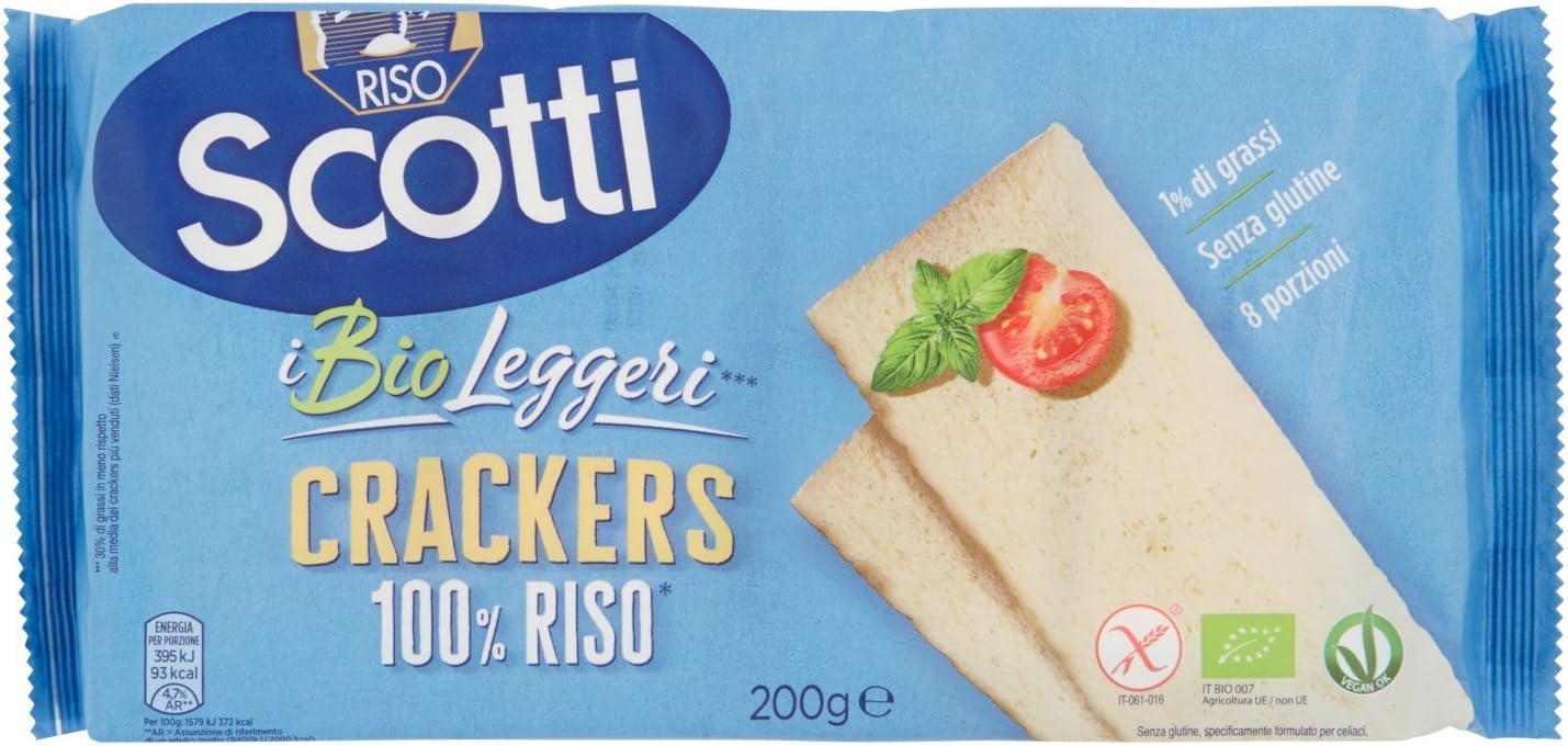 Scotti Gluten Free Rice Crackers 200g - 100% Natural, Light & Crispy Snacks for Healthy Eating, Keto & Vegan Diets - Perfect for On-the-Go, Lunch Boxes & Party Platters